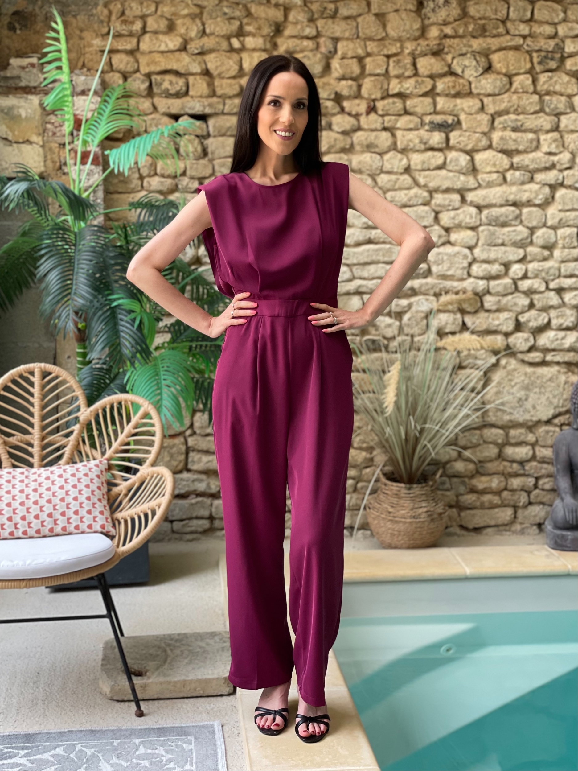 Combinaison pantalon ESTHER coloris violet prune
