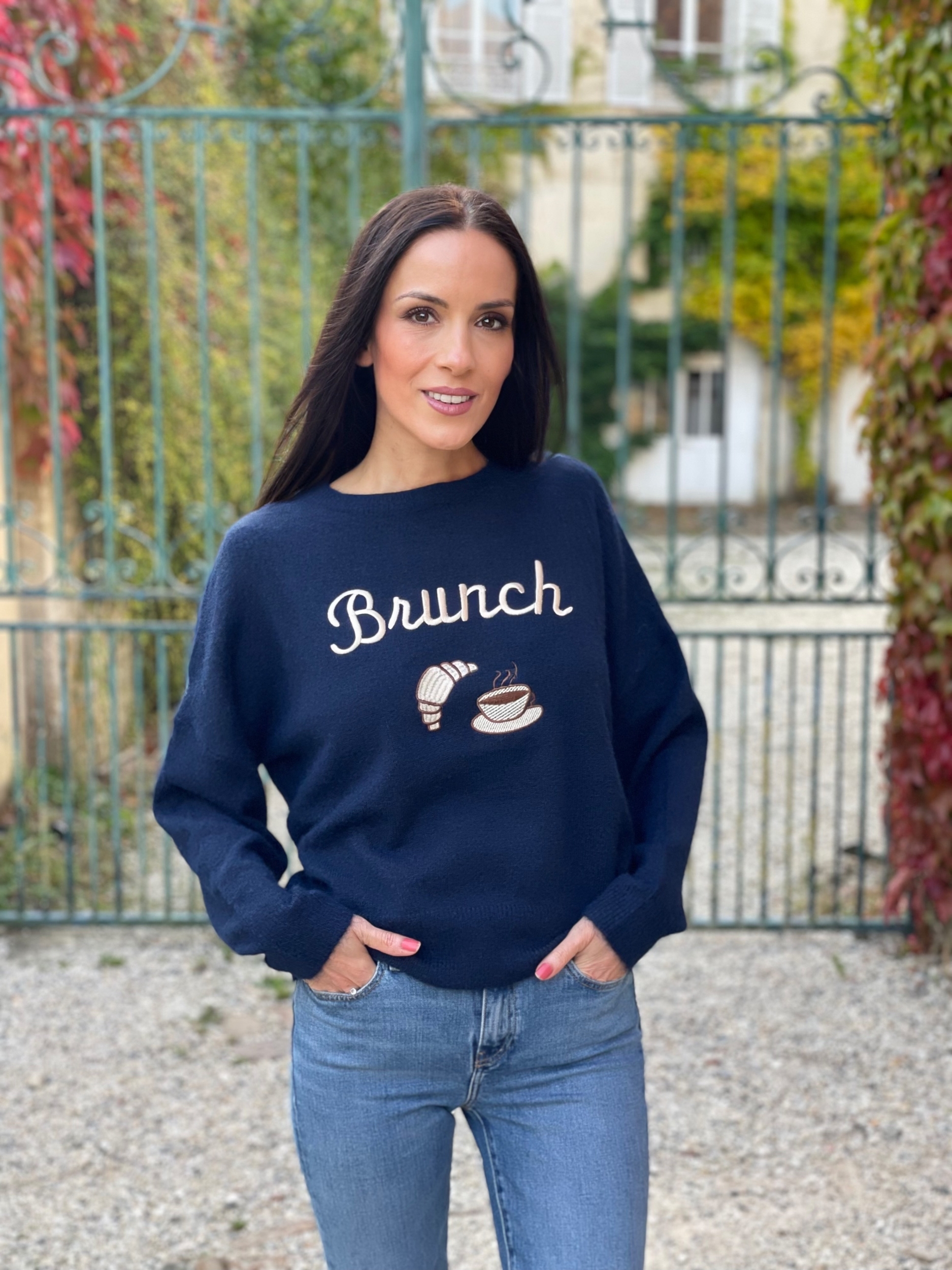 Pull en maille BRUNCH coloris marine