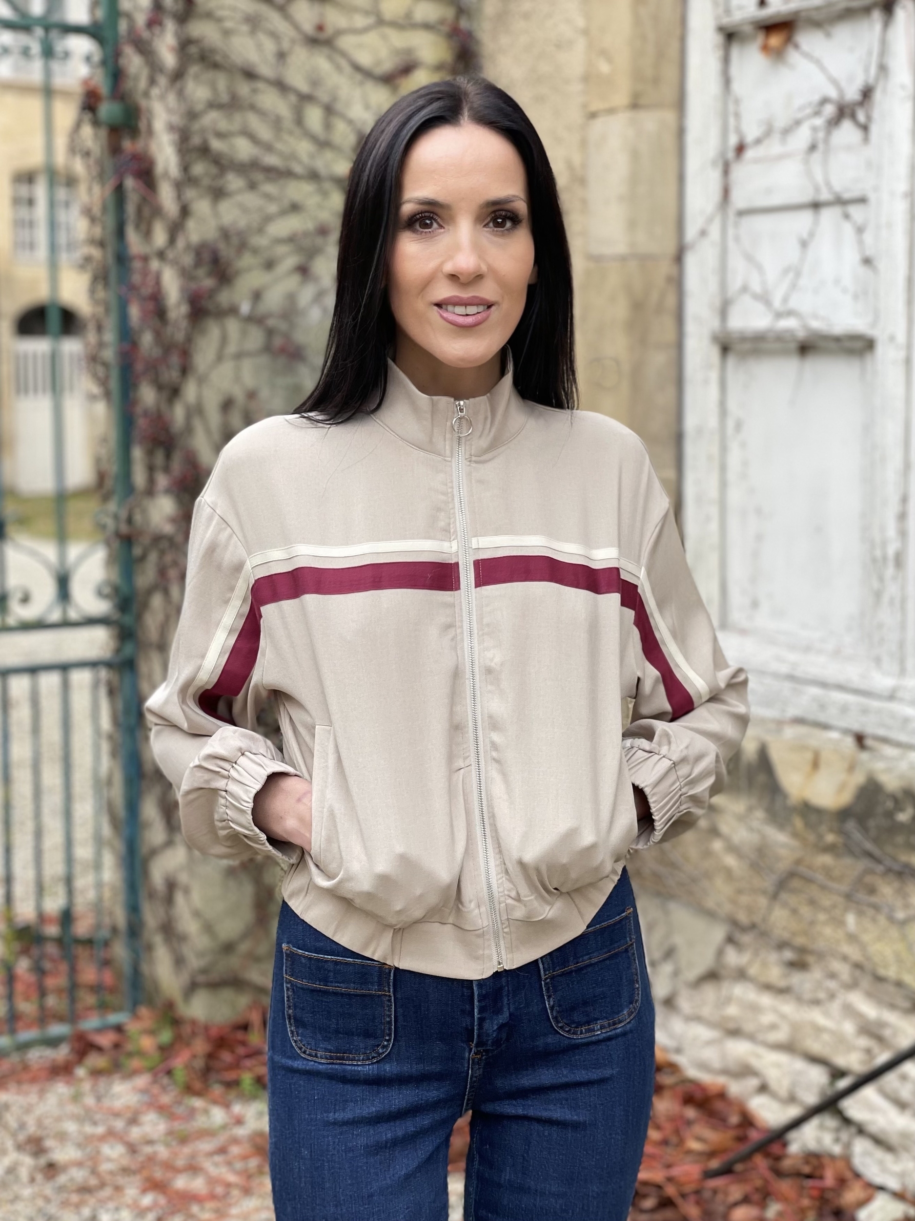Gilet zippé style rétro JOHAN coloris beige