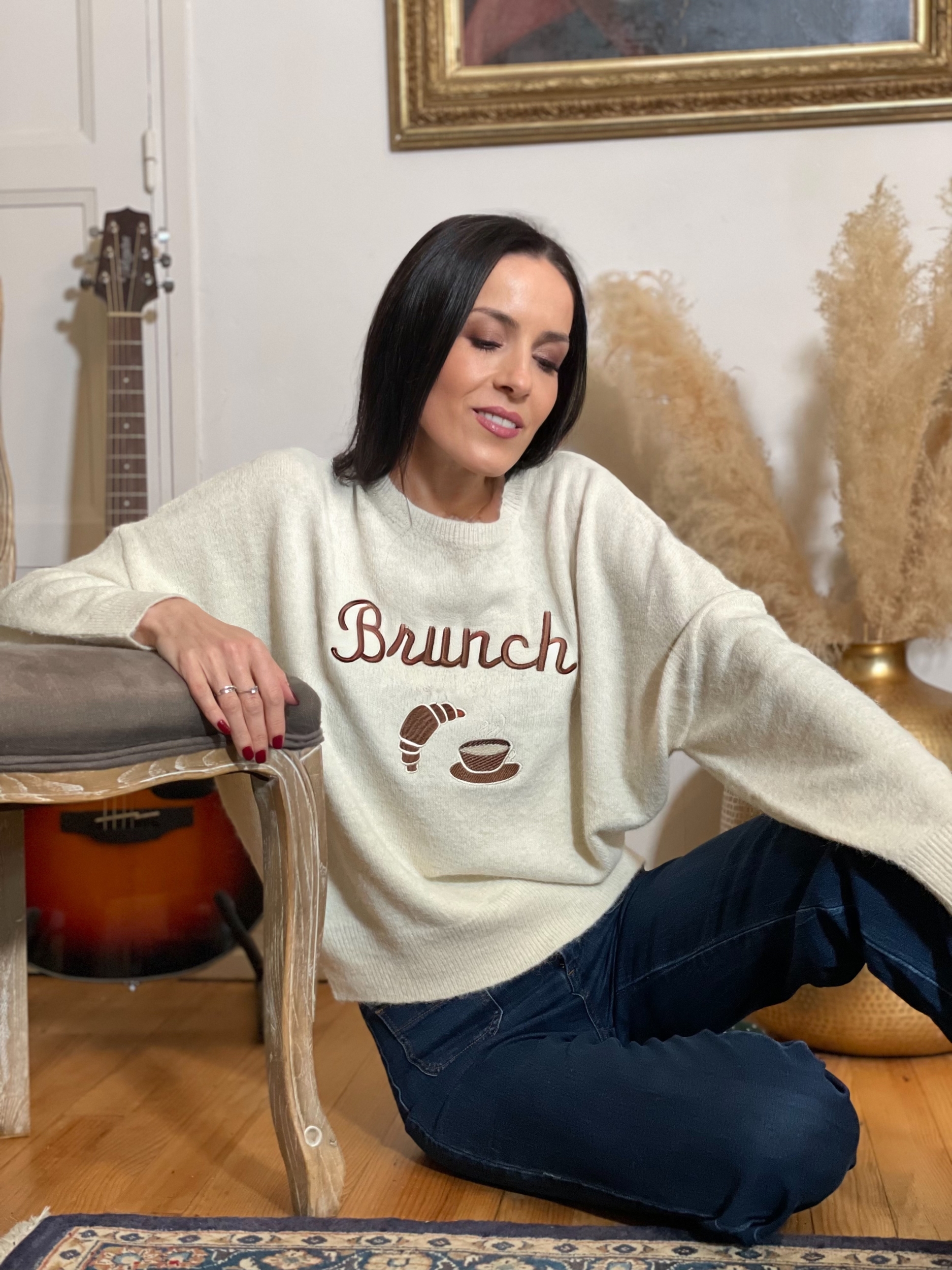 Pull en maille BRUNCH coloris écru
