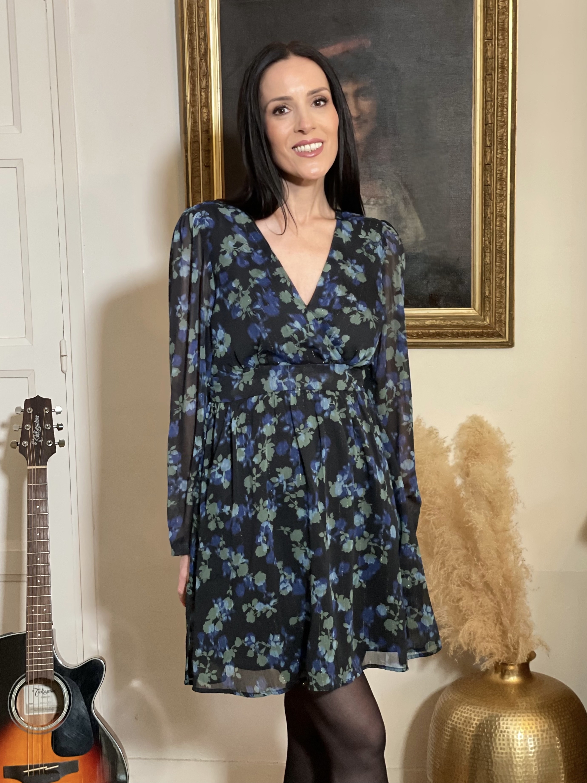 Robe à imprimé floral LOUISE coloris bleu