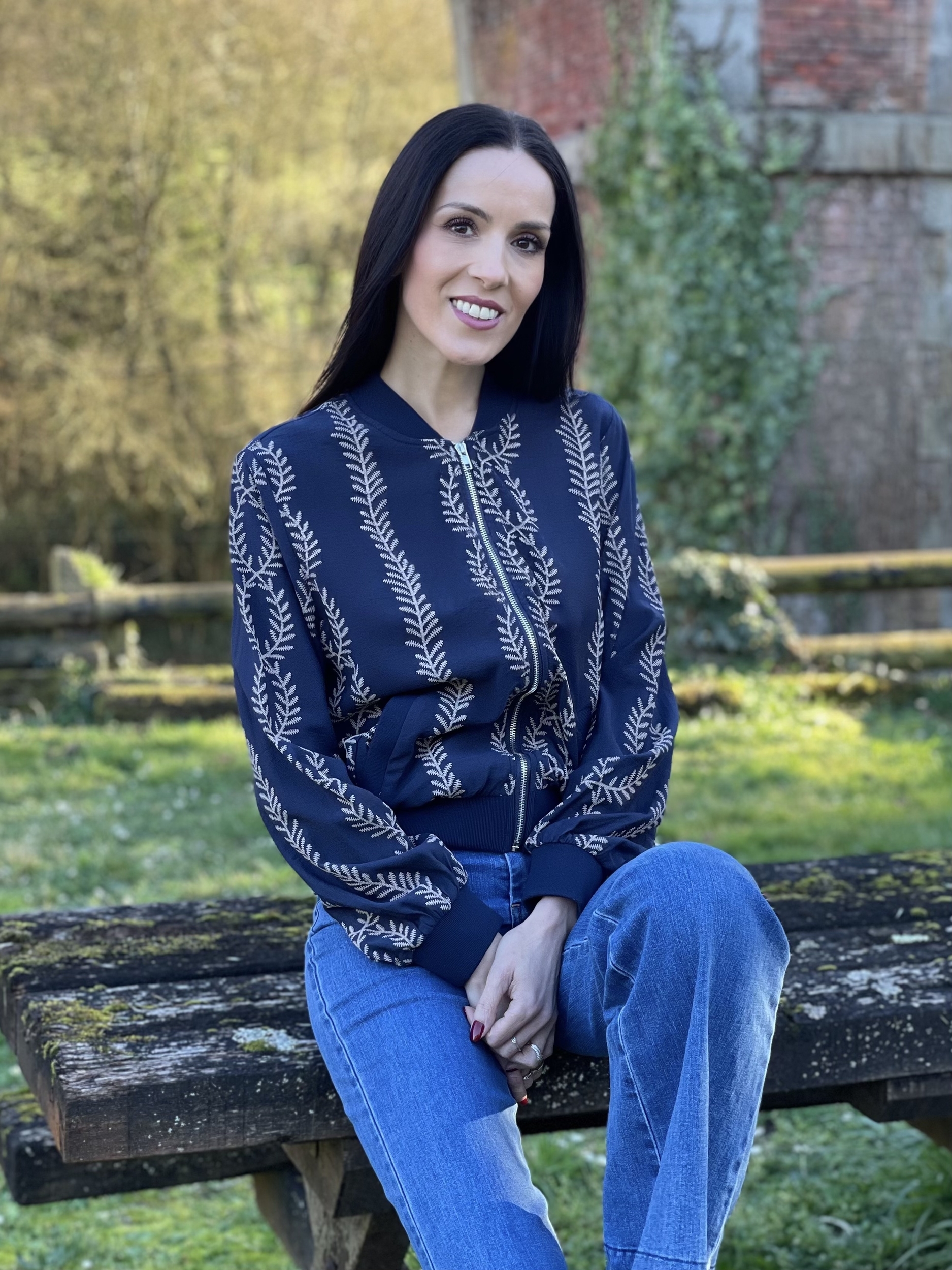 Veste bomber brodée SKEET coloris marine