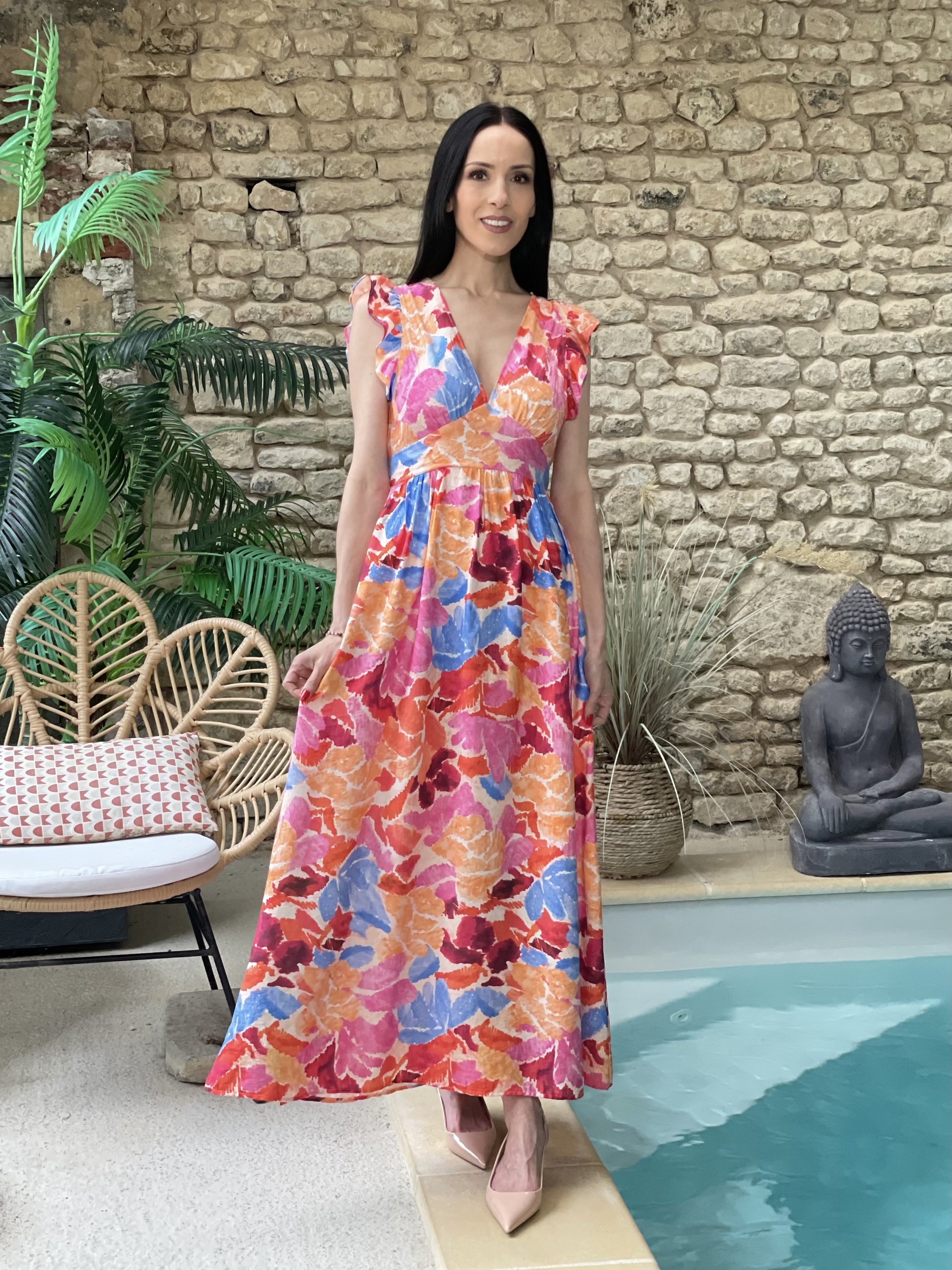 Robe longue à imprimé floral SUNNY multicolore