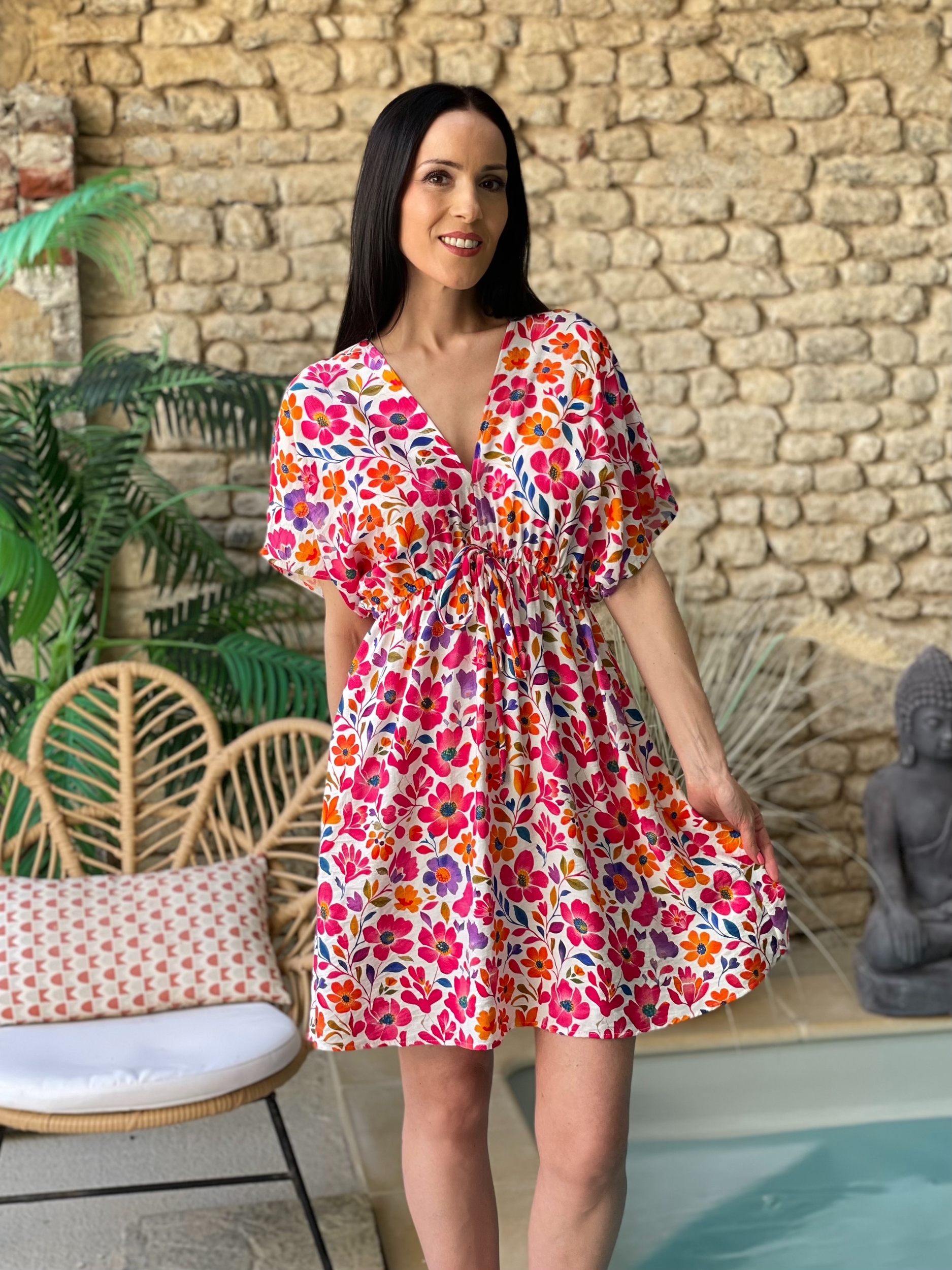 Robe courte multicolore ANGELINA  à imprimé fleuri