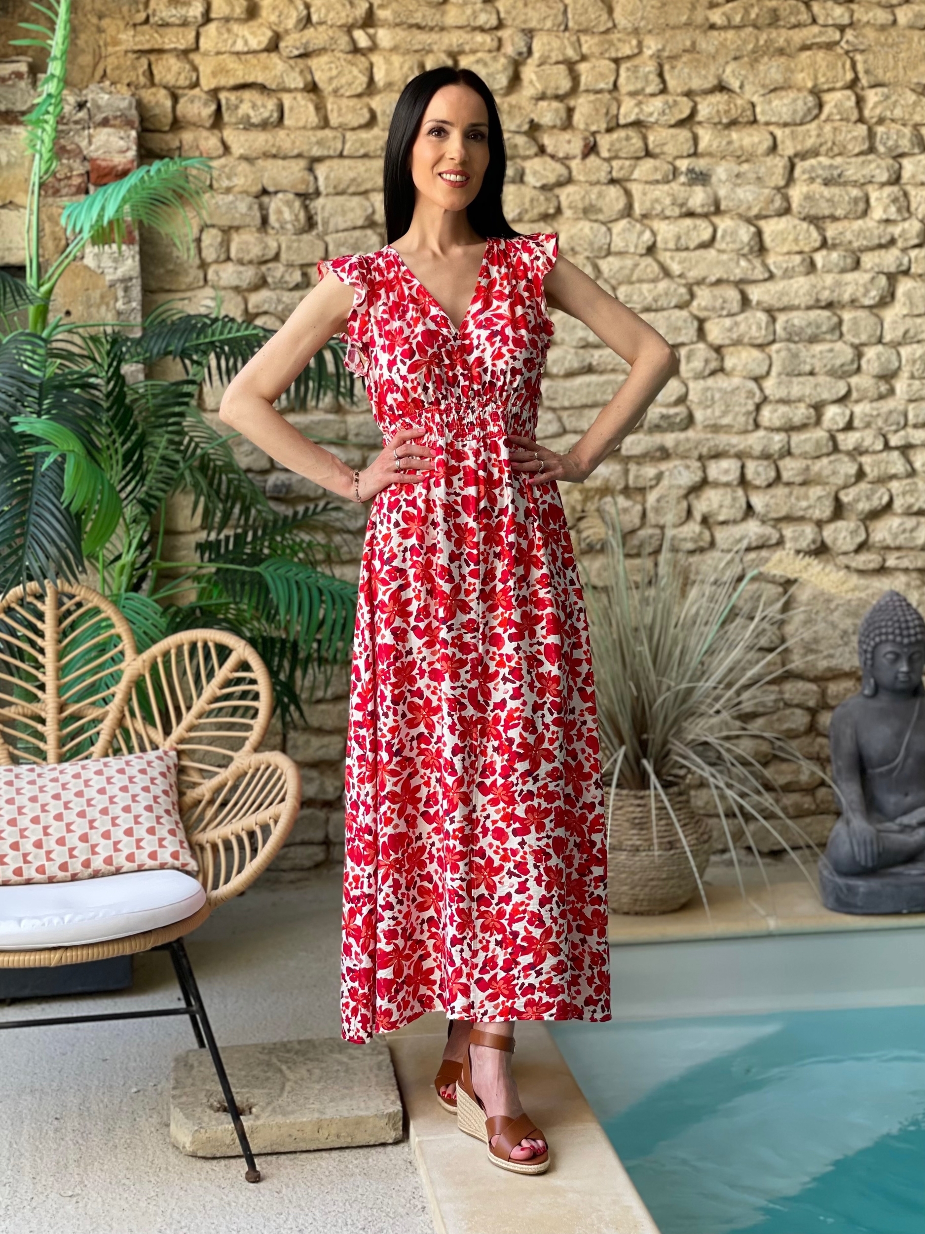 Robe longue à imprimé fleuri SANDRA