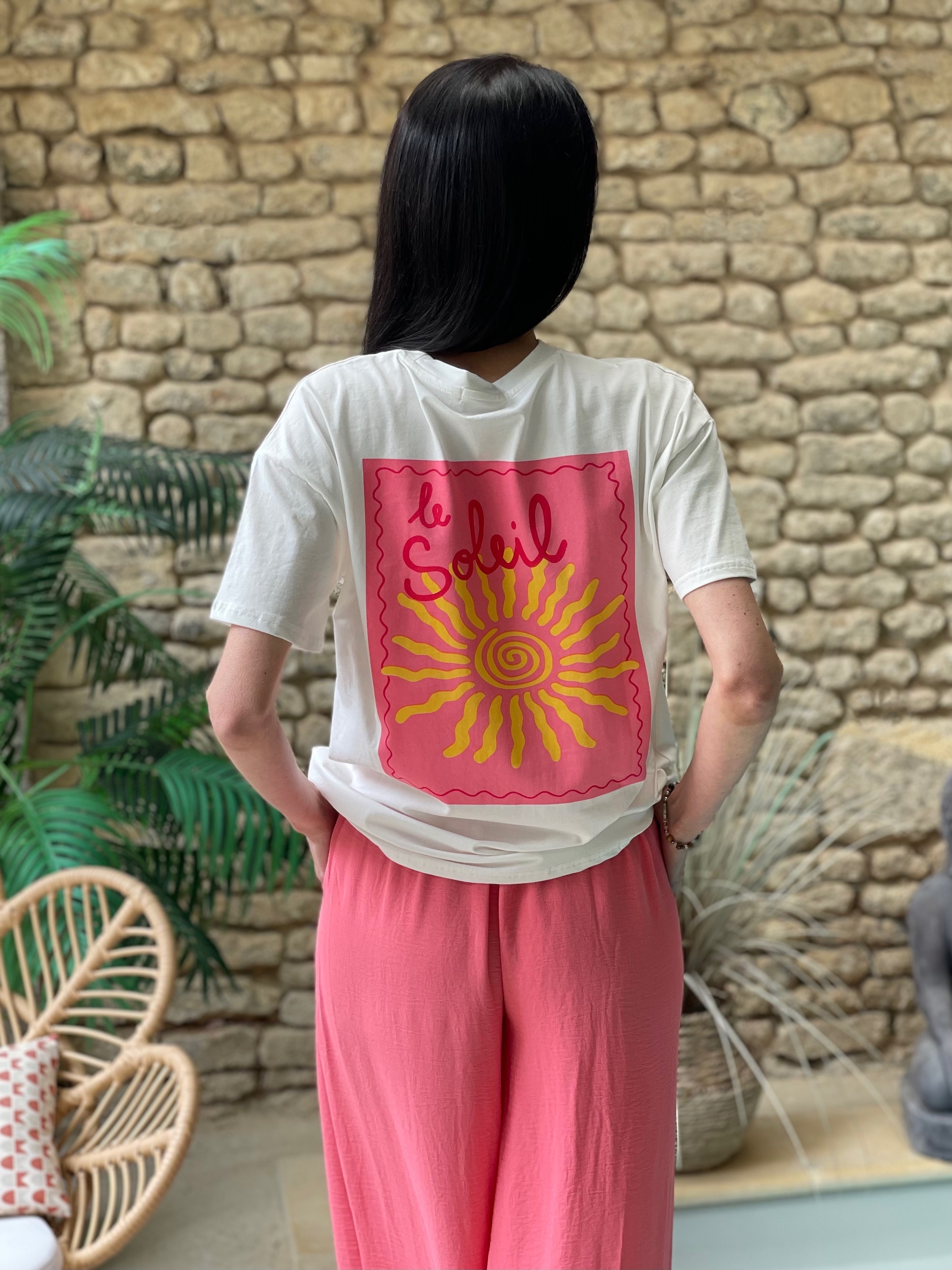 T-shirt à Imprimé SOLEIL coloris blanc