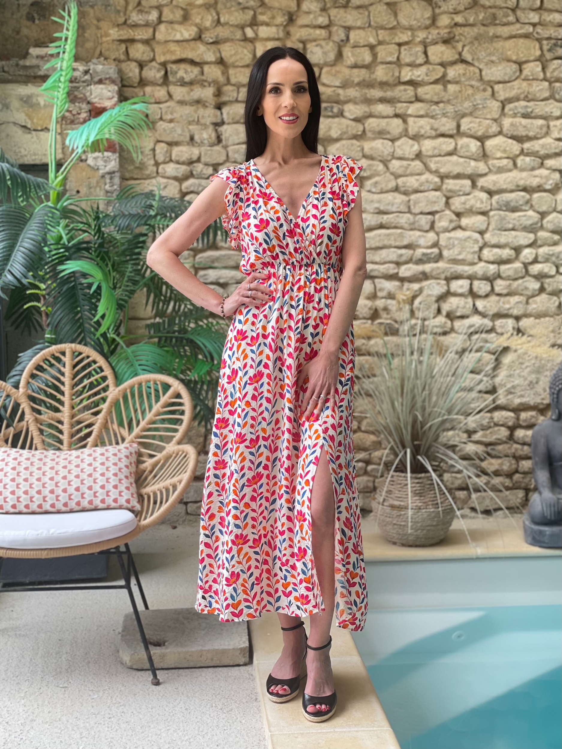 Robe longue à imprimé fleuri VELVET multicolore
