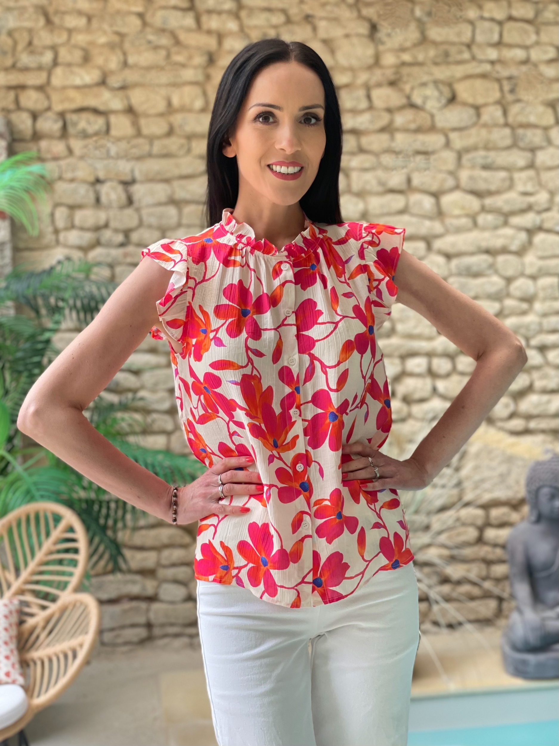 Blouse boutonnée à imprimé floral SOLINE multicolore