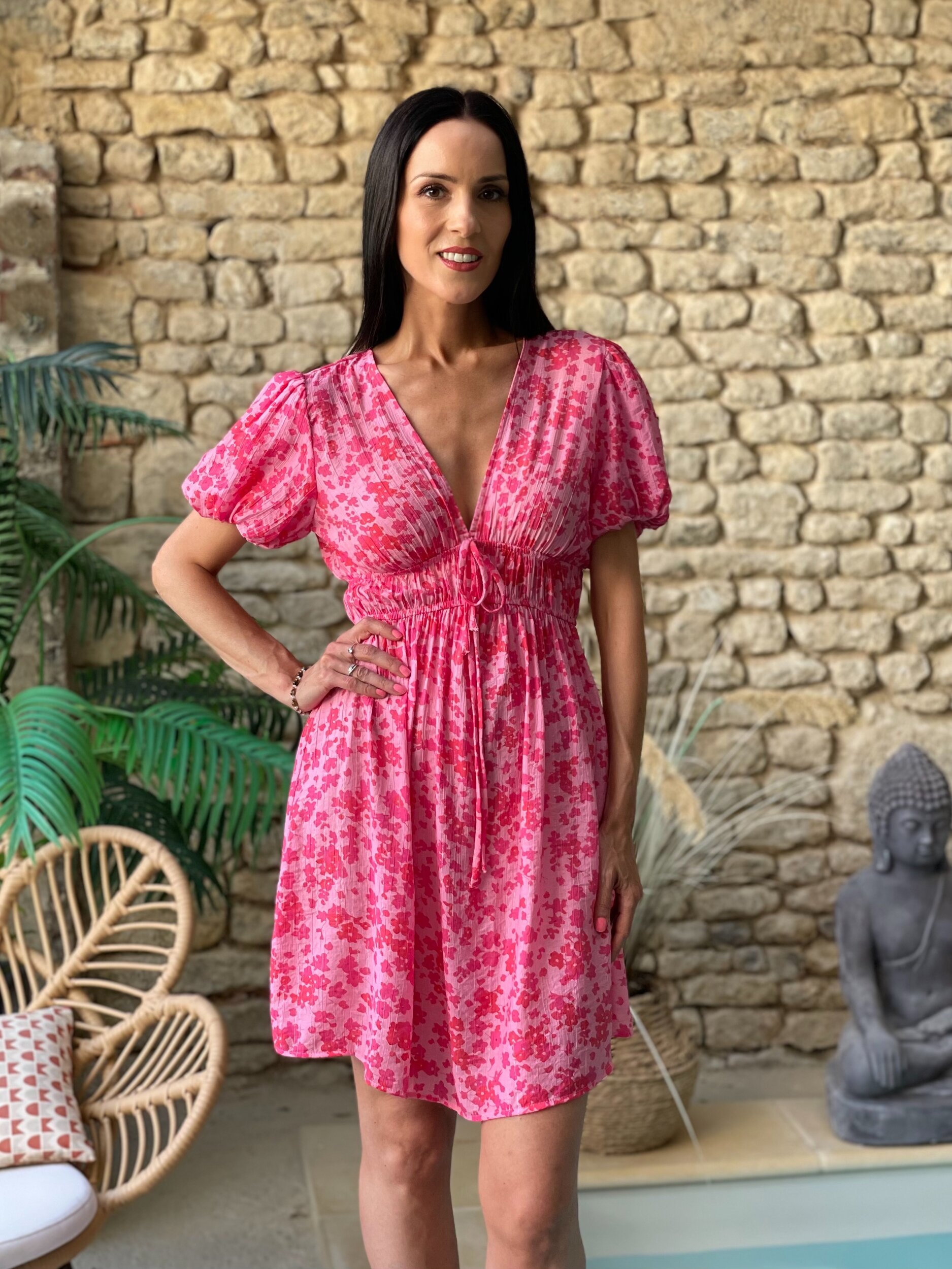 Robe courte à imprimé fleuri ROSIE