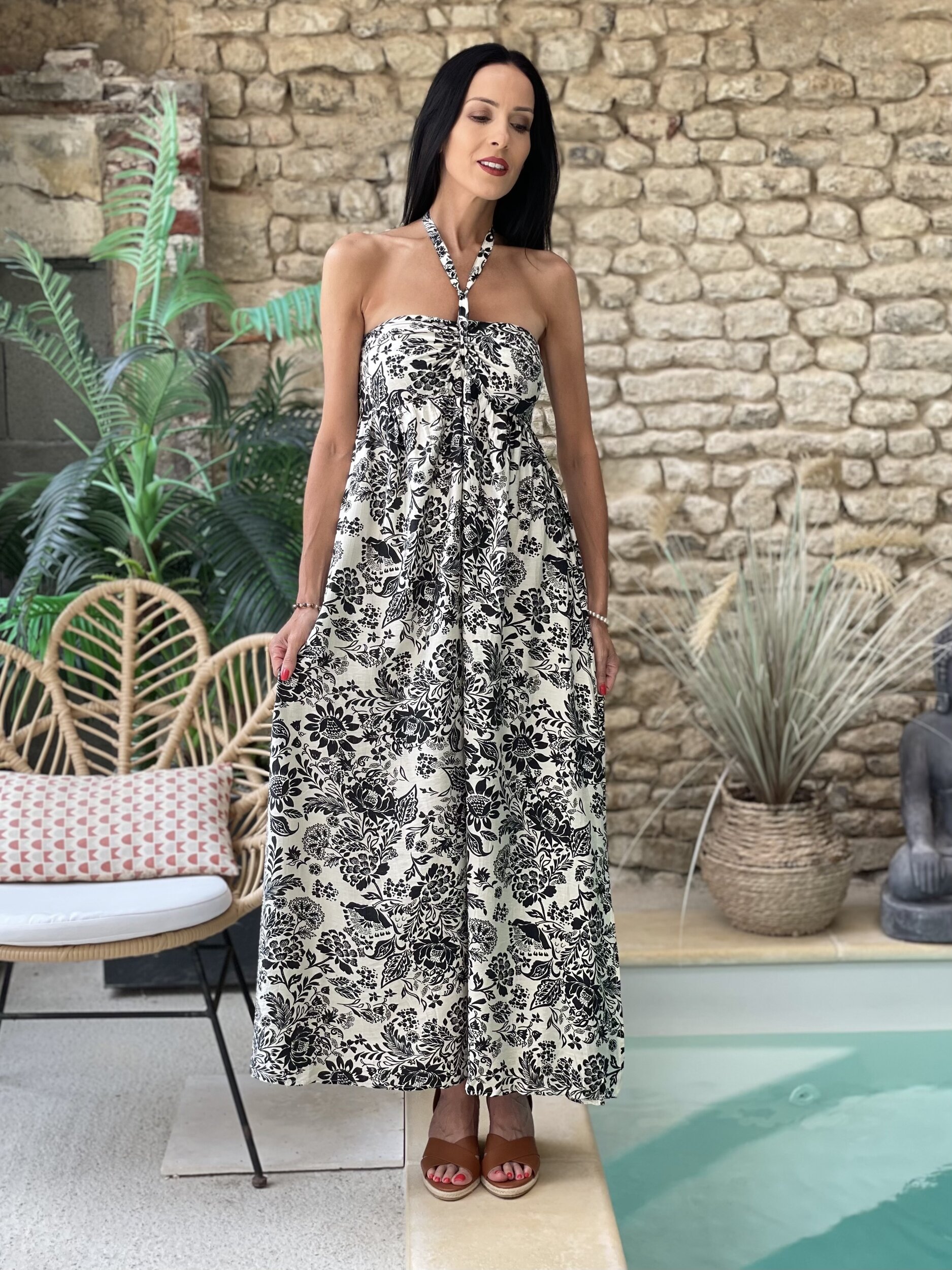 Robe longue à décolleté bandeau SALSA coloris noir