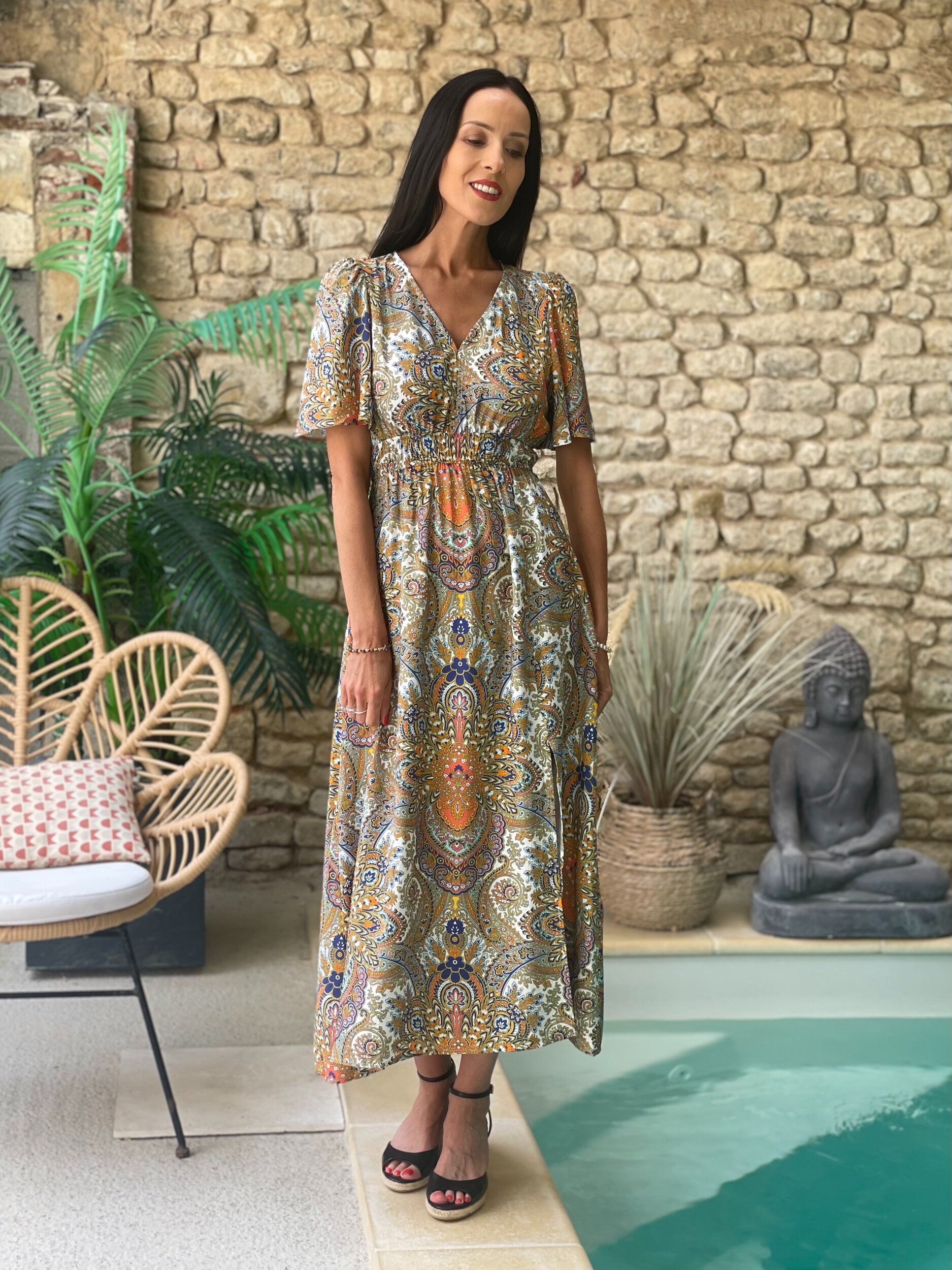 Robe longue à imprimé cachemire MOZE