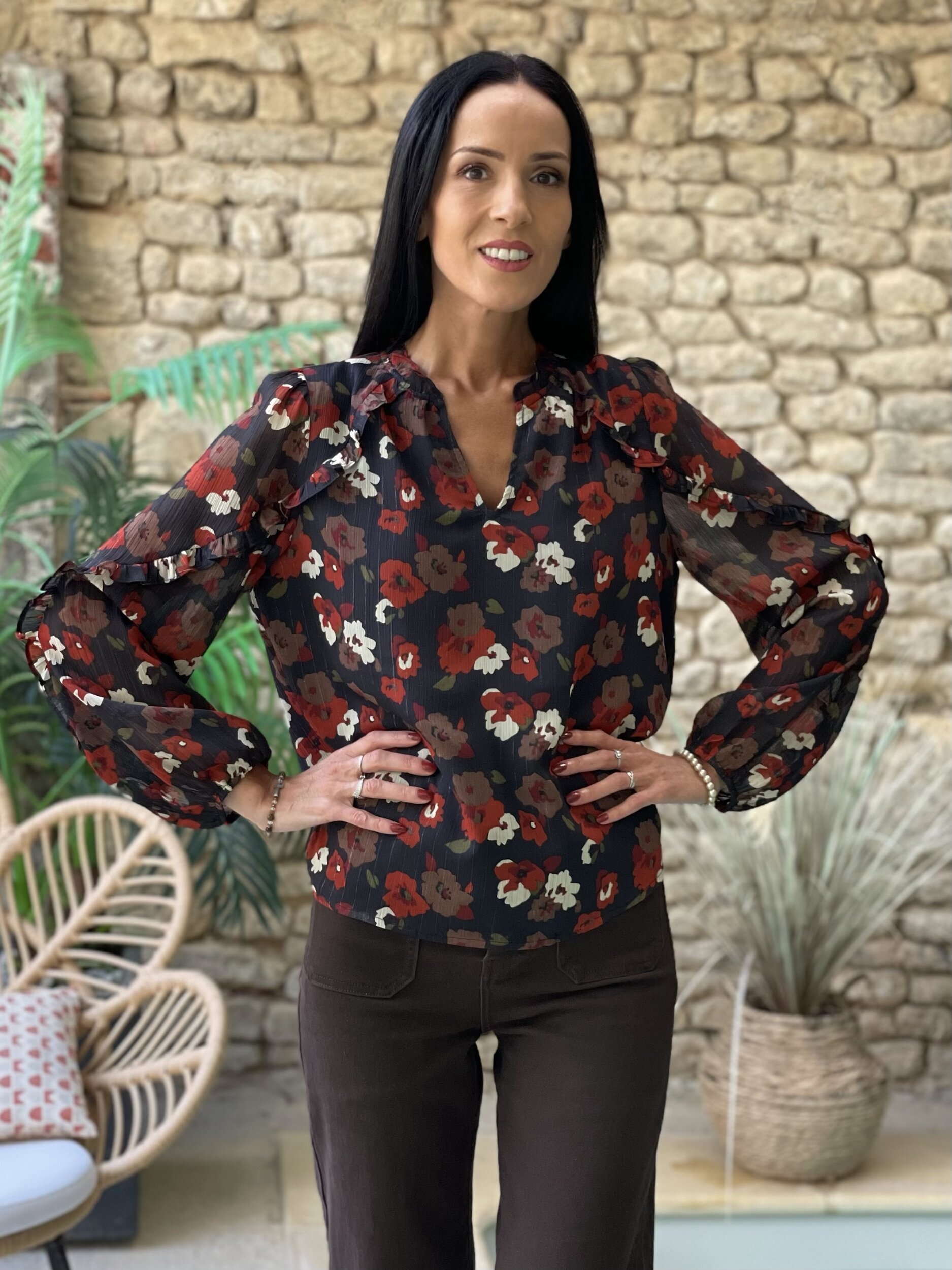 Blouse ROMY à imprimé floral automnal