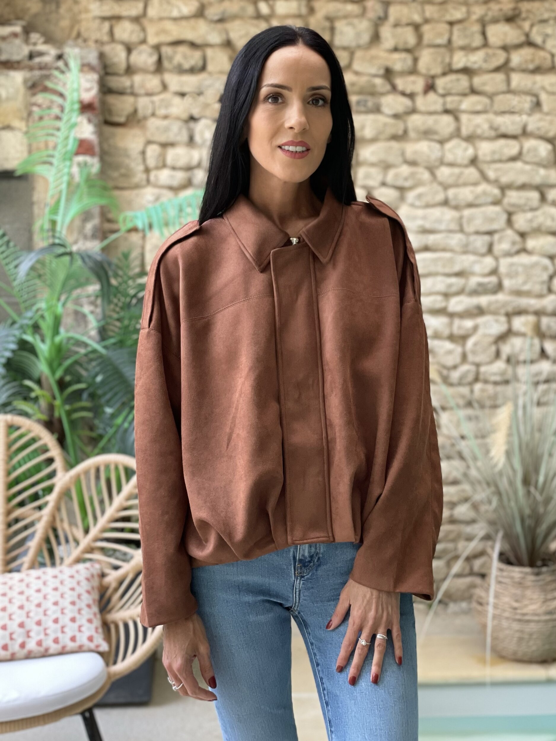 Veste ample HUGG en suédine coloris camel