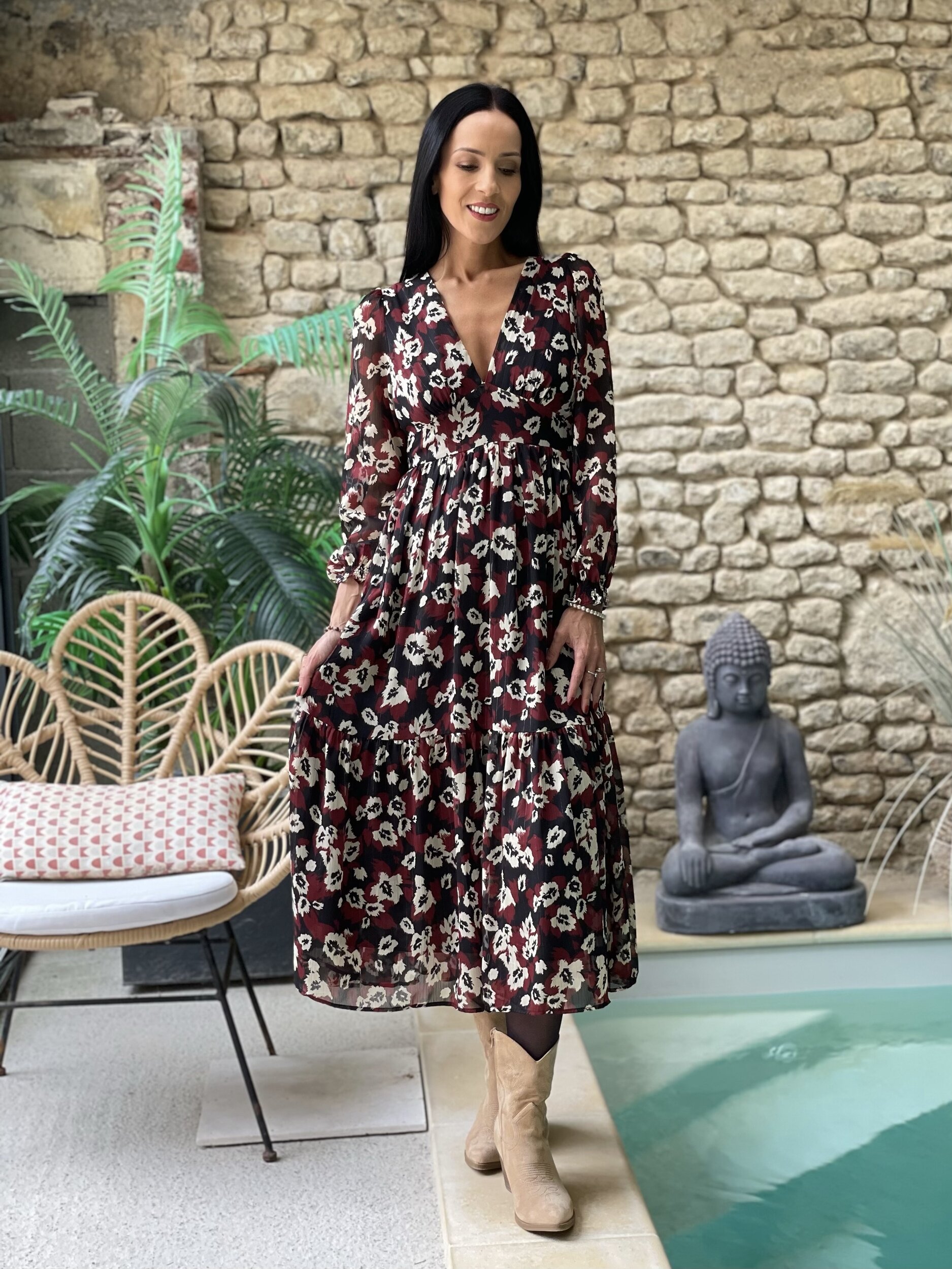 Robe longue à imprimé foral NORINE
