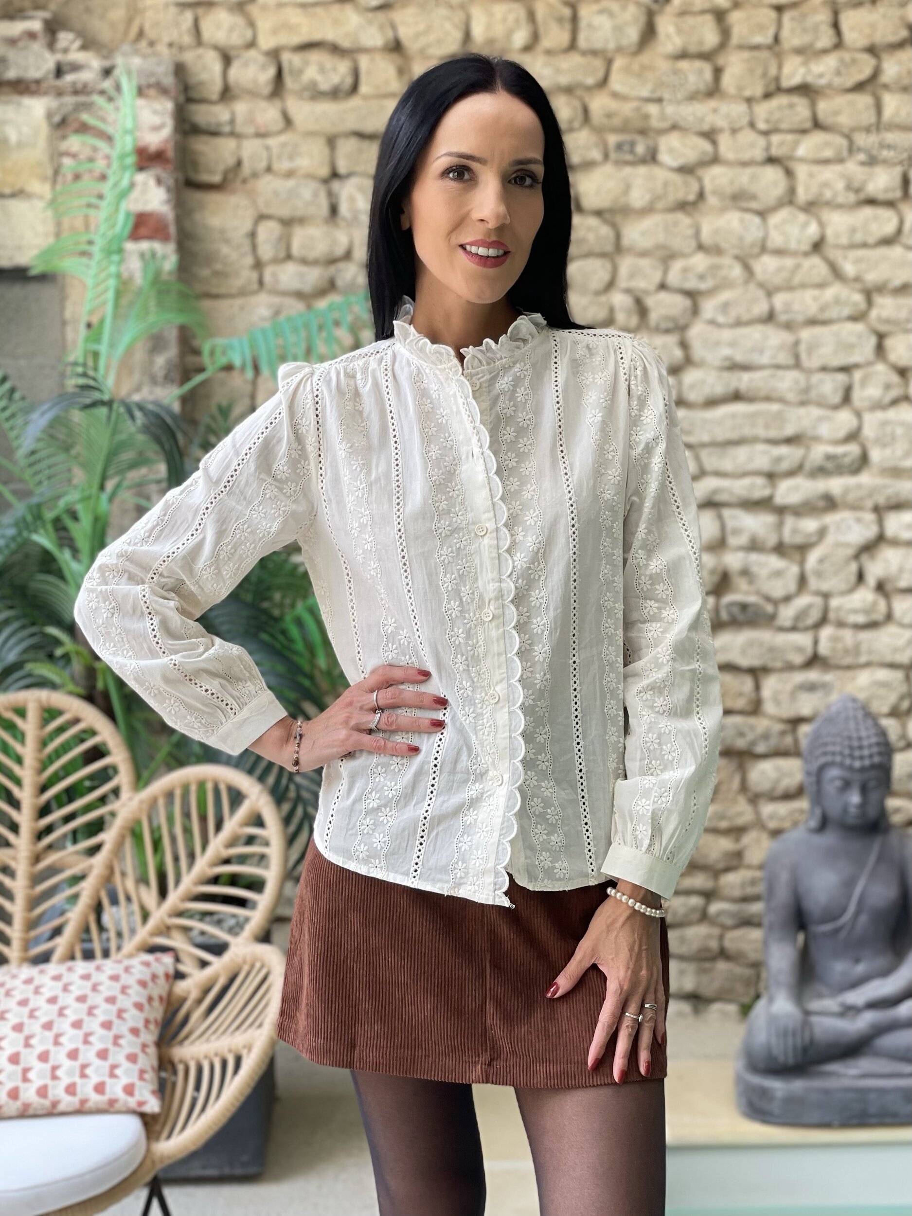 Blouse en broderie NEVE coloris écru