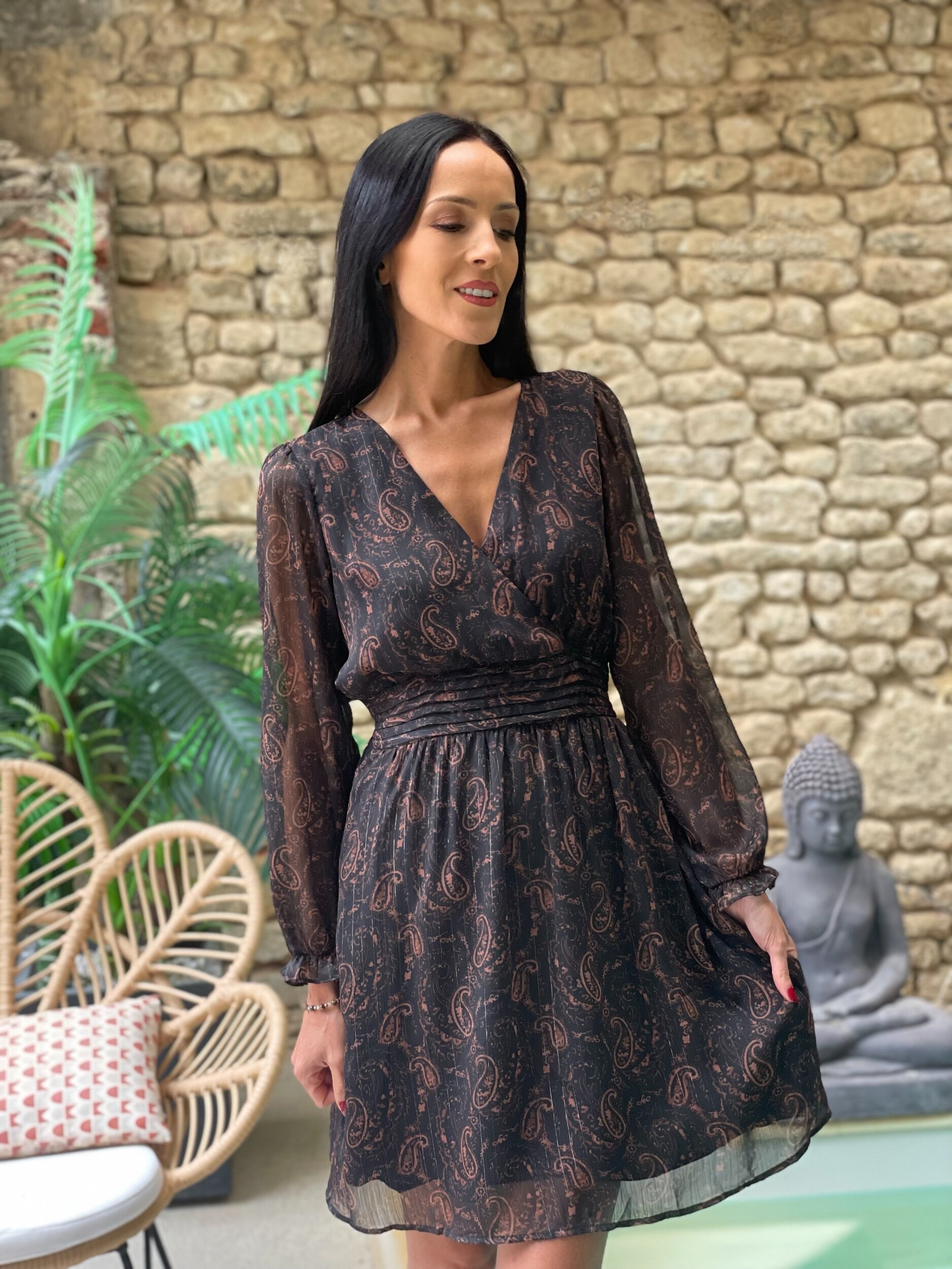Robe courte KAREN à imprimé cachemire