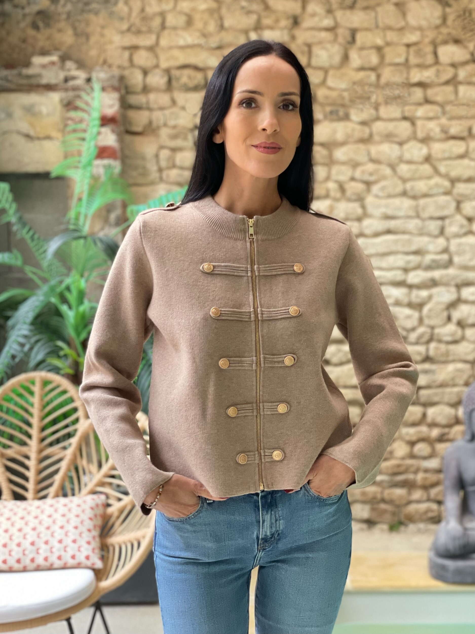 Gilet zippé esprit officier ADAL coloris taupe