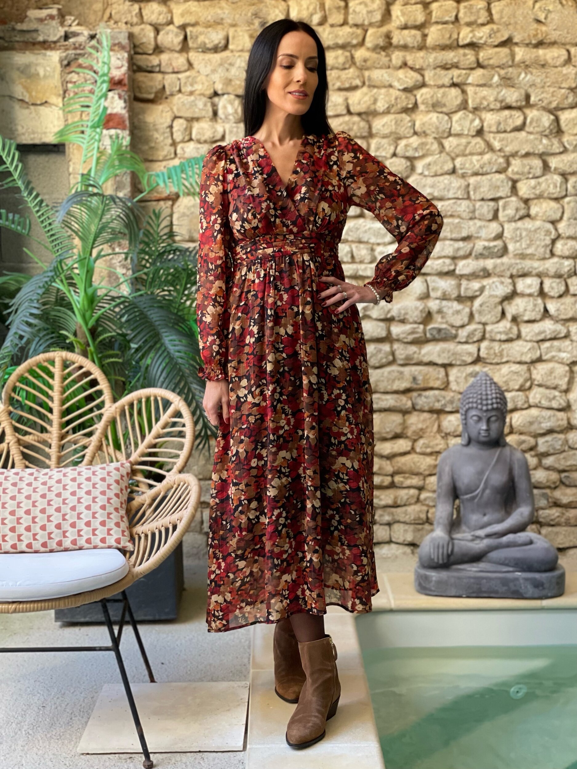 Robe longue à imprimé automnal LUCINE
