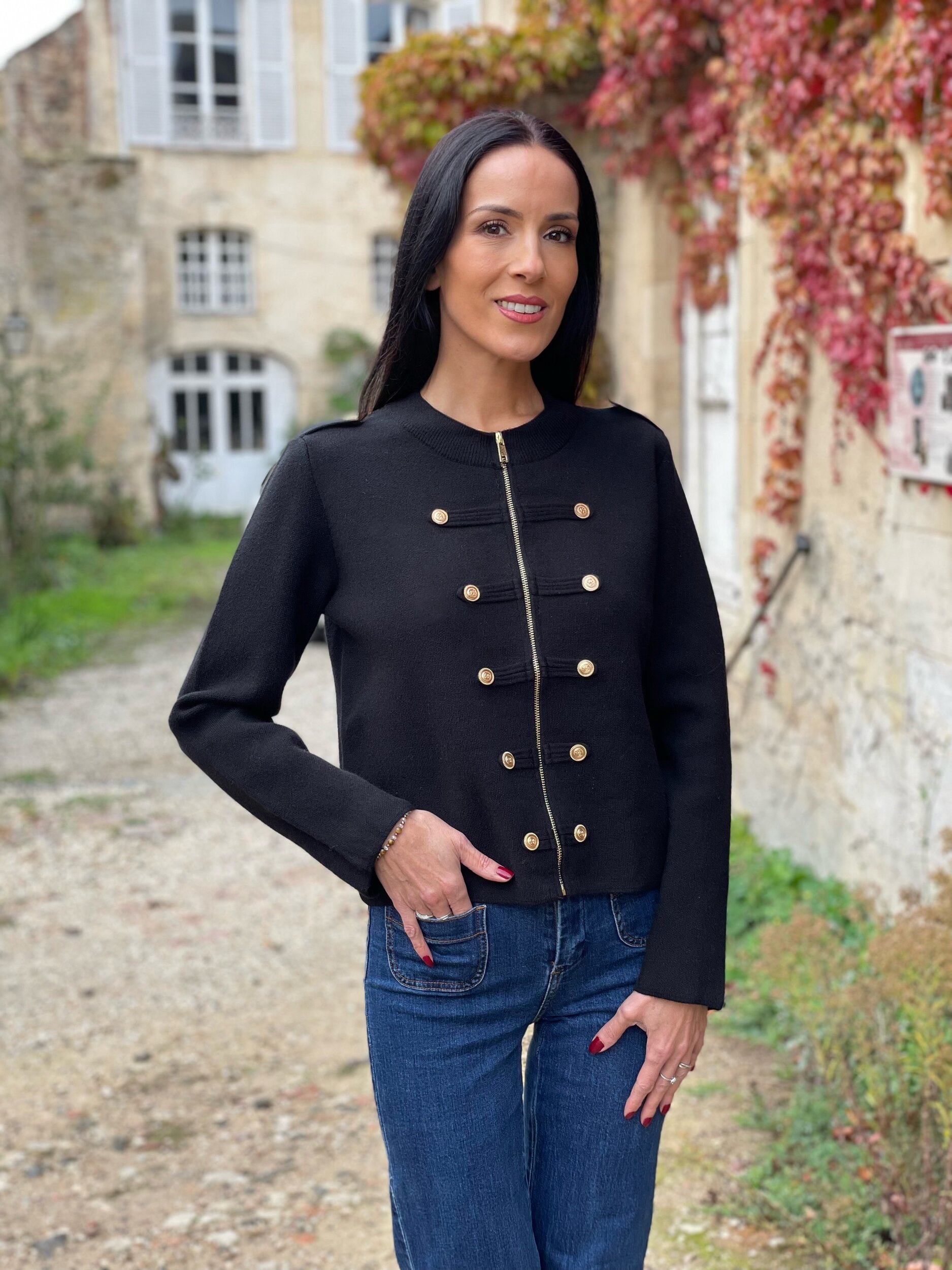 Gilet zippé esprit officier ADAL coloris noir