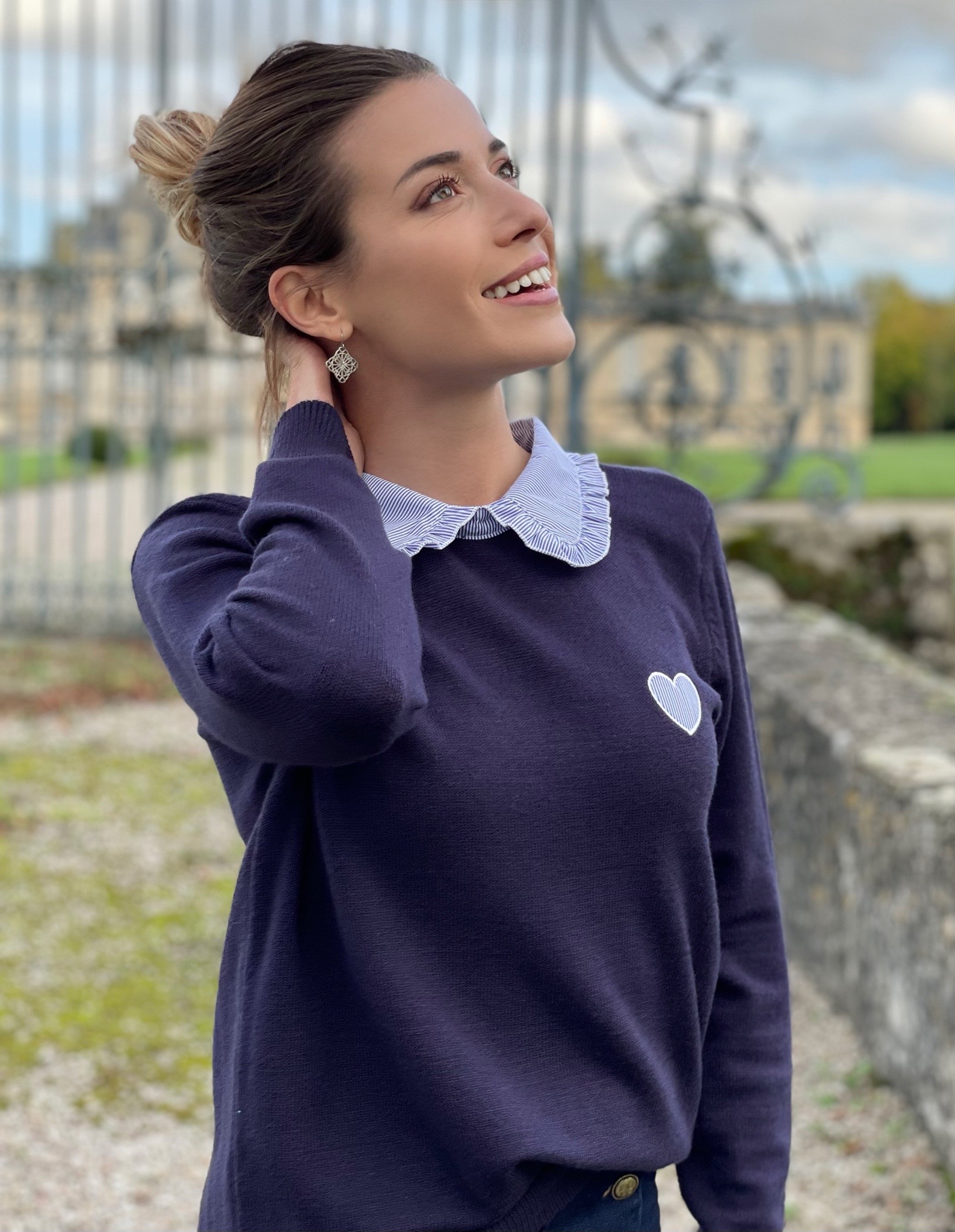 Chemisier Femme élégant à Col Revers Et V - Manches 3/4 - Coupe Ample Décontractée - Tissu Doux Extensible