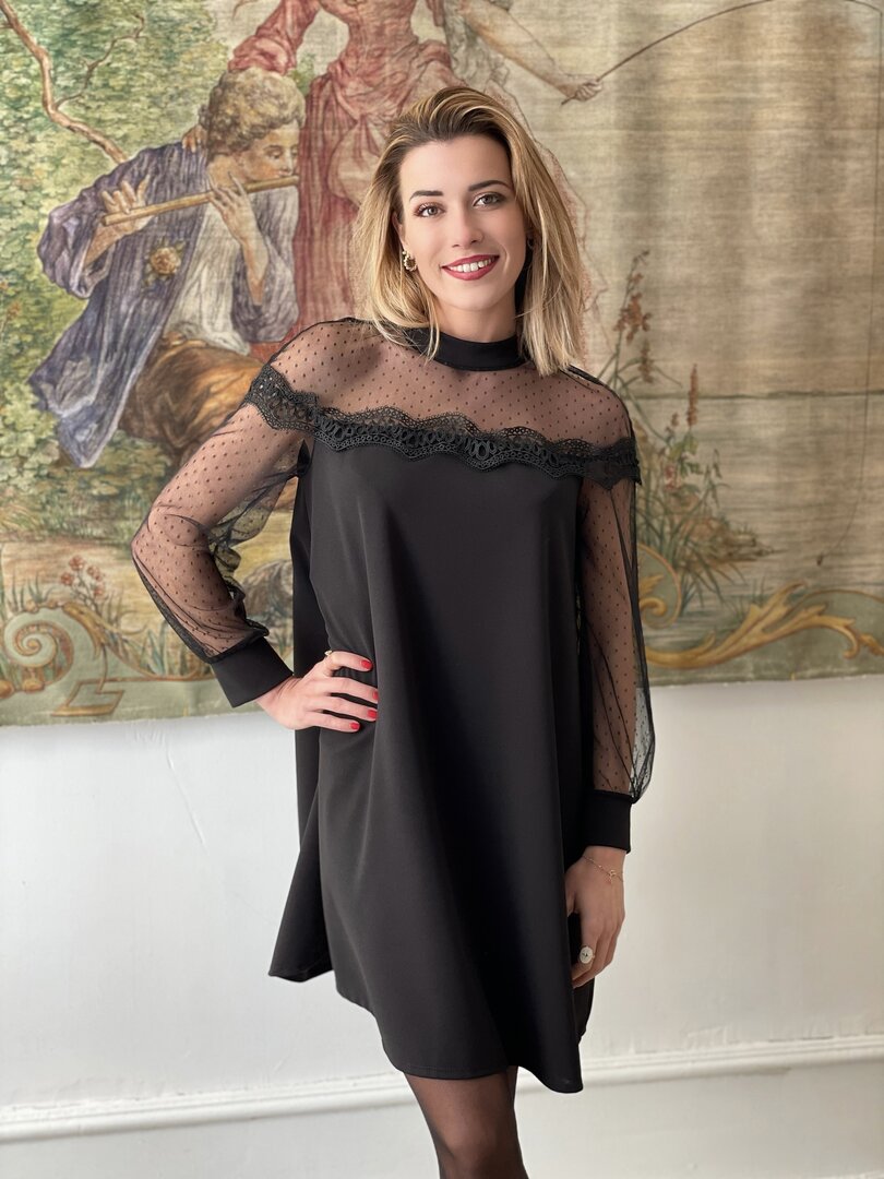 Bas Plumetis Chantal Thomass Noir Taille 2 - Style Jarretelle, Motif Pois - Neuf Avec étiquettes