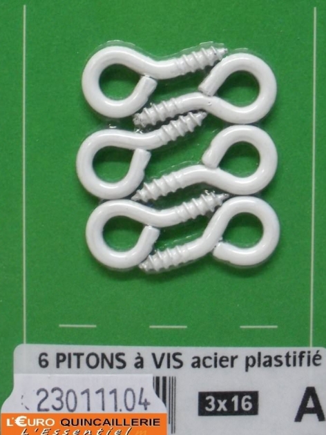 PITONS A VIS ACIER PLASTIFIE BLANC 3x16