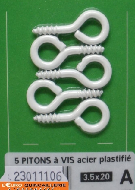 PITONS A VIS ACIER PLASTIFIE BLANC 3,5x20