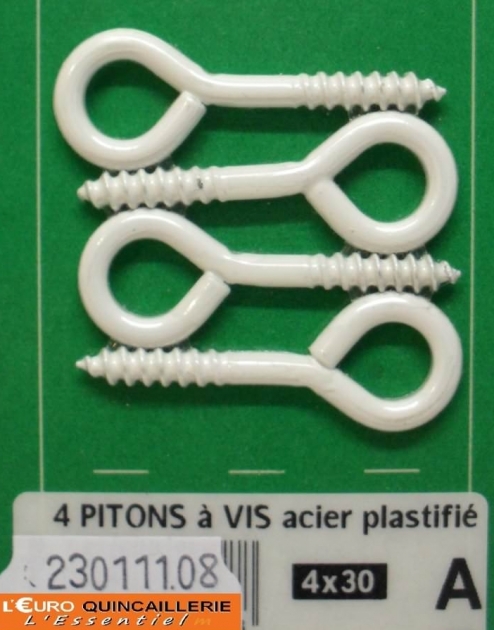 PITONS A VIS ACIER PLASTIFIE BLANC 4x30