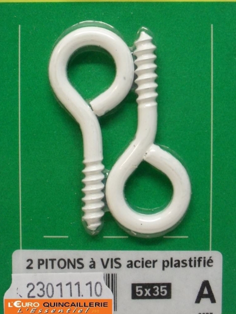 PITONS A VIS ACIER PLASTIFIE BLANC 5x35
