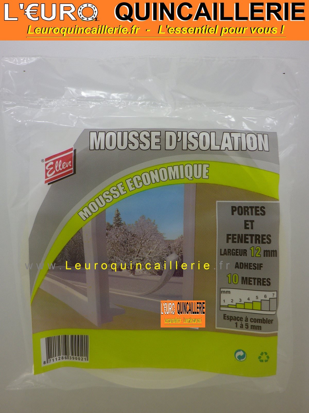 JOINT D'ISOLATION MOUSSE ADHESIF 12MM