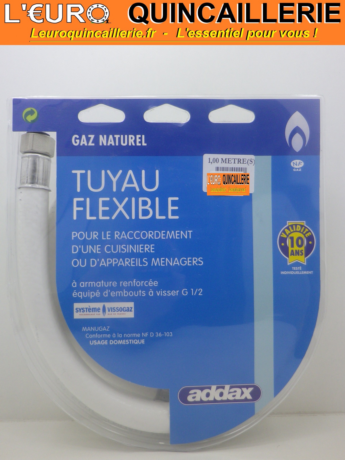 TUYAU FLEXIBLE GAZ NATUREL 1 METRE A VISSER