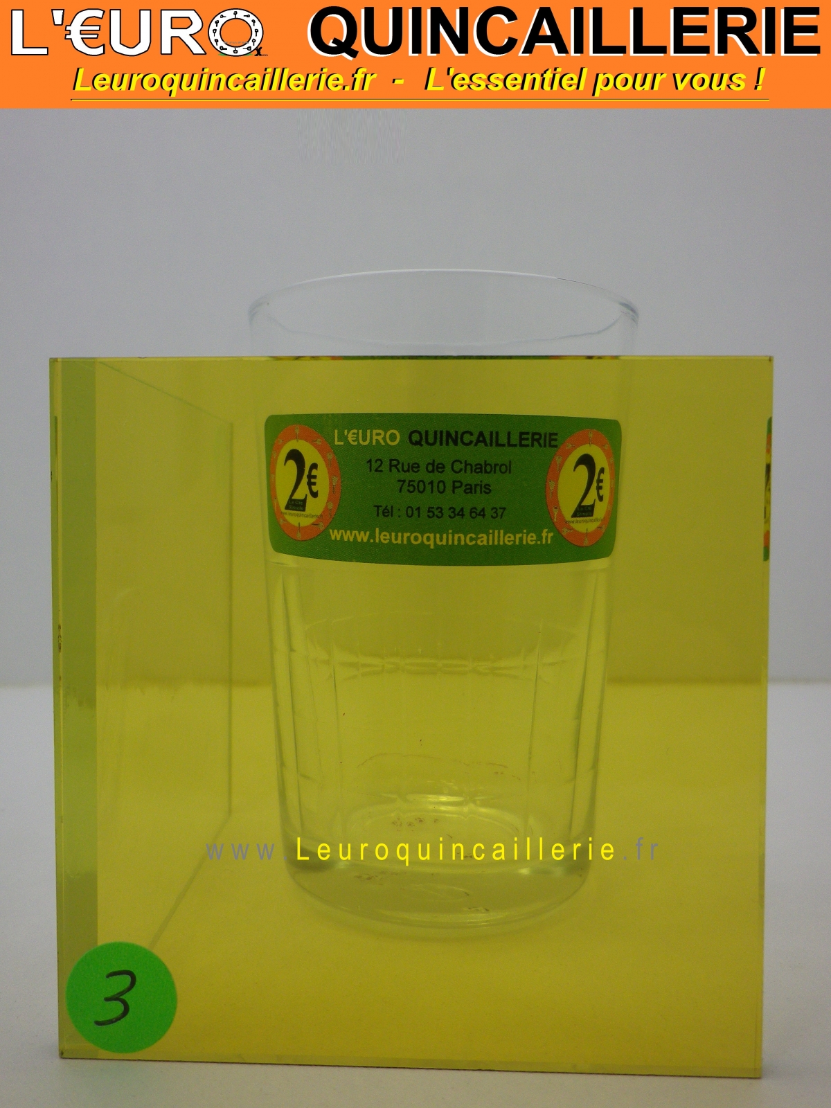 VERRE UNI ME2 A SUR MESURE 2mm jaune_n°3