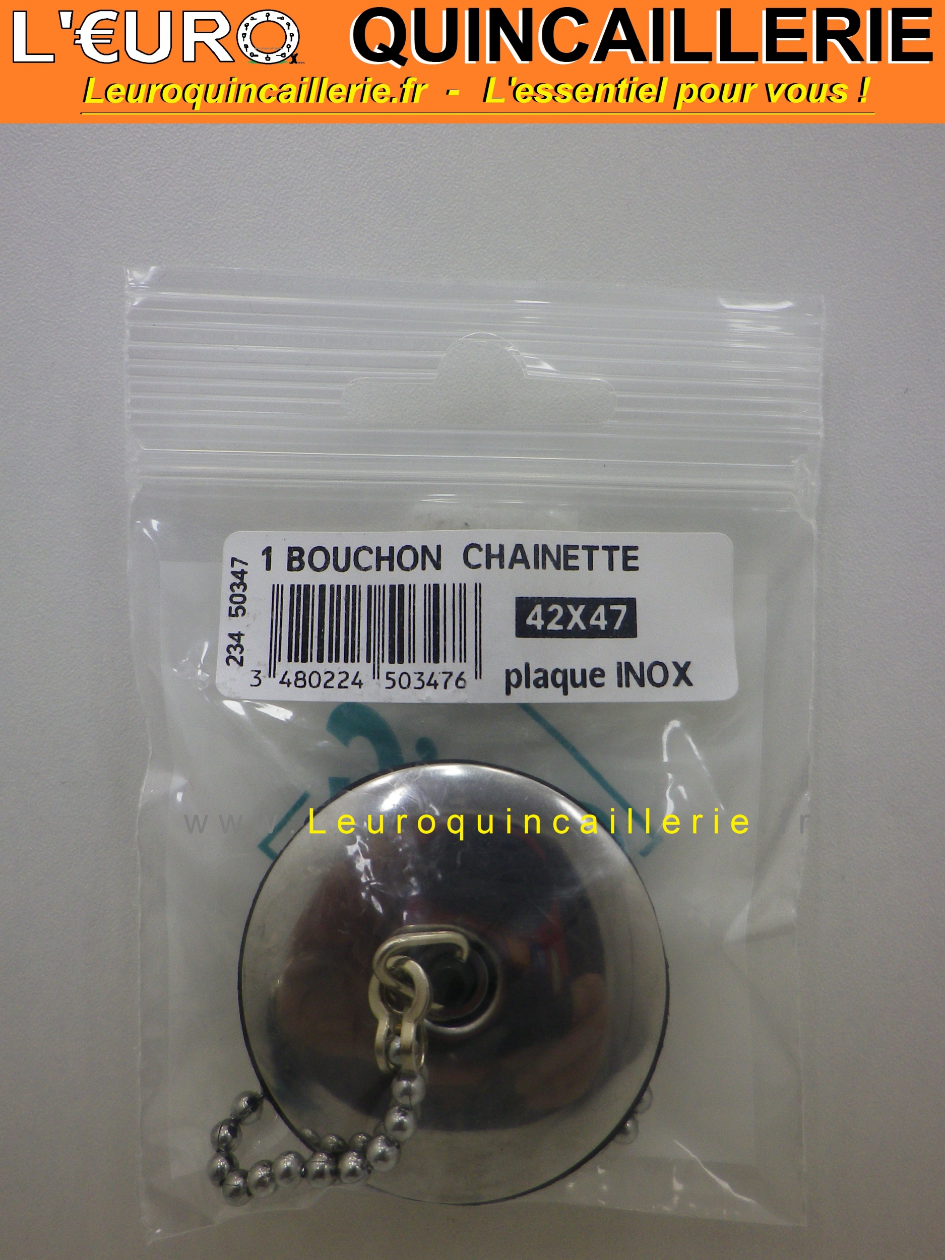 Bouchon-chaînette noir, D. 41,5/45 mm