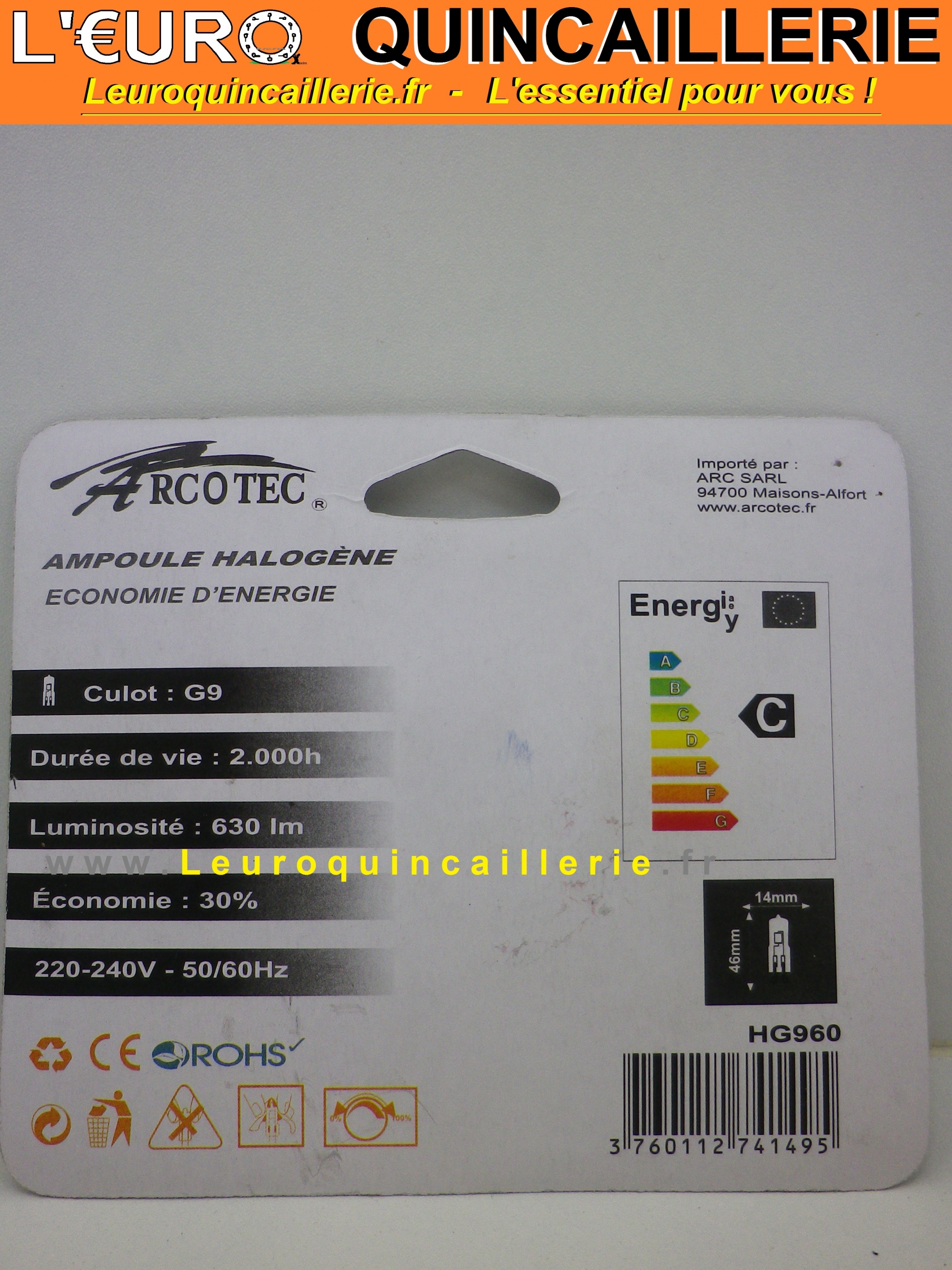 Ampoule halogène économie  G9 42w=60w