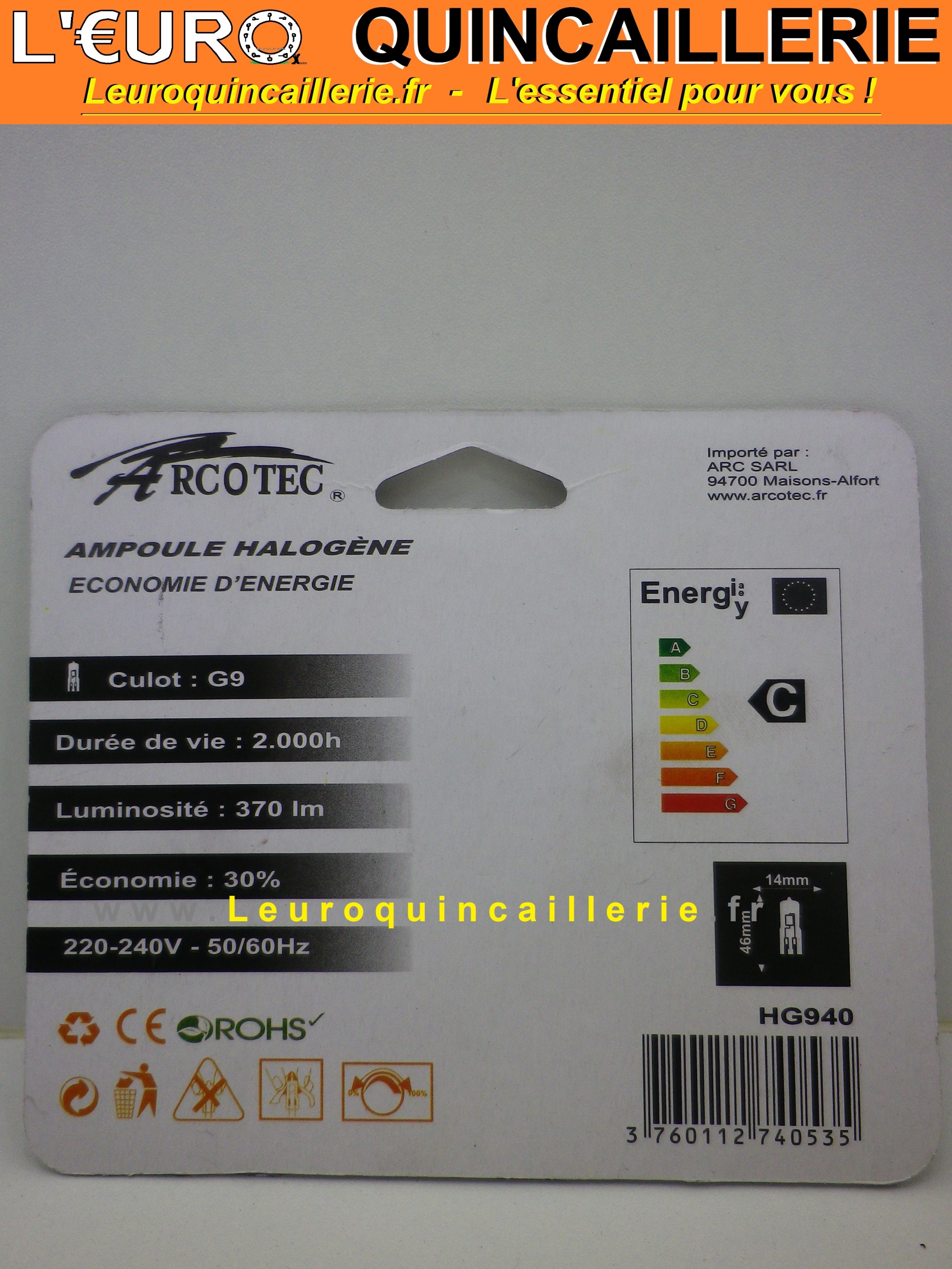 Ampoule halogène économie  G9 28w=40w