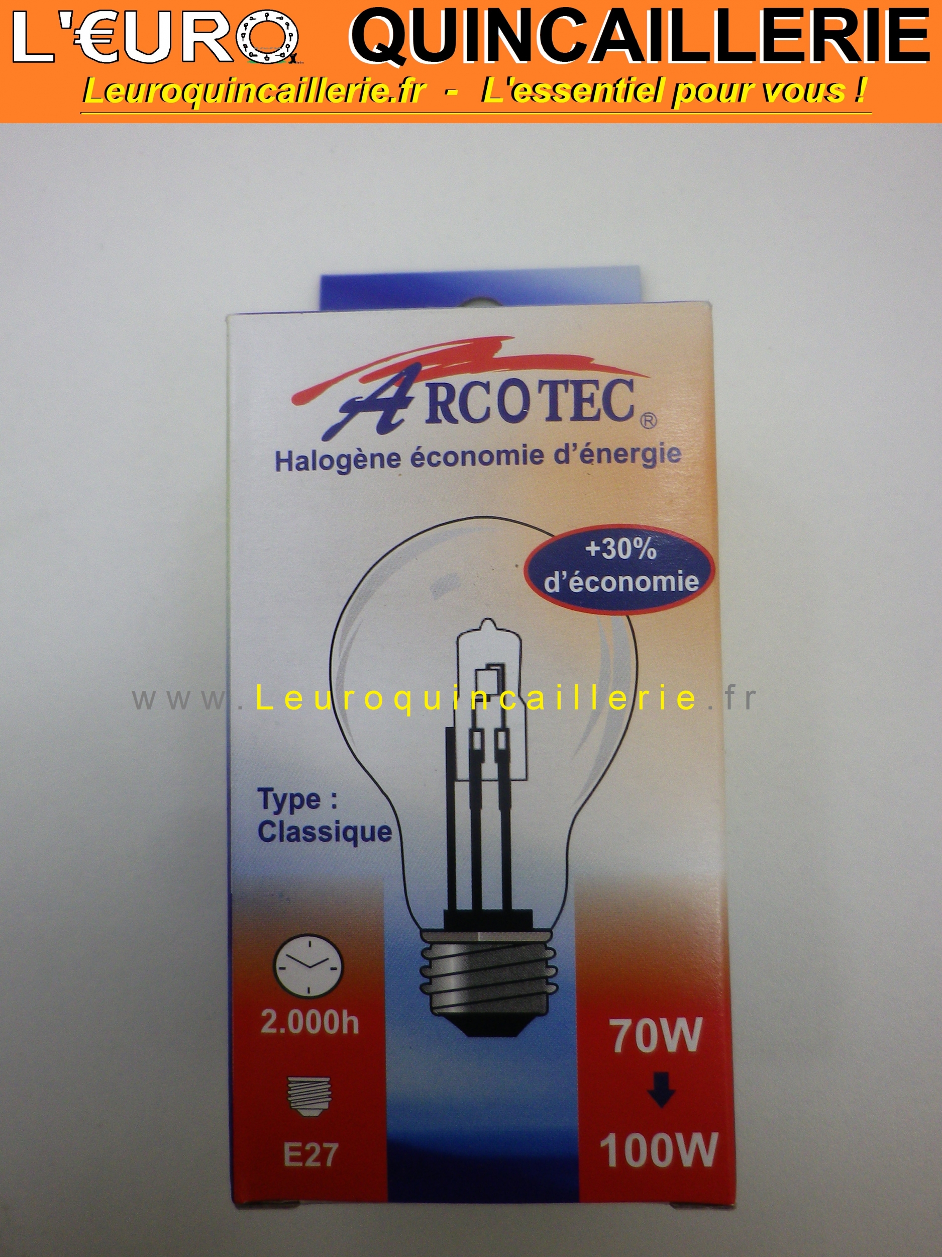 Ampoule classique halogène E27 70w=100w