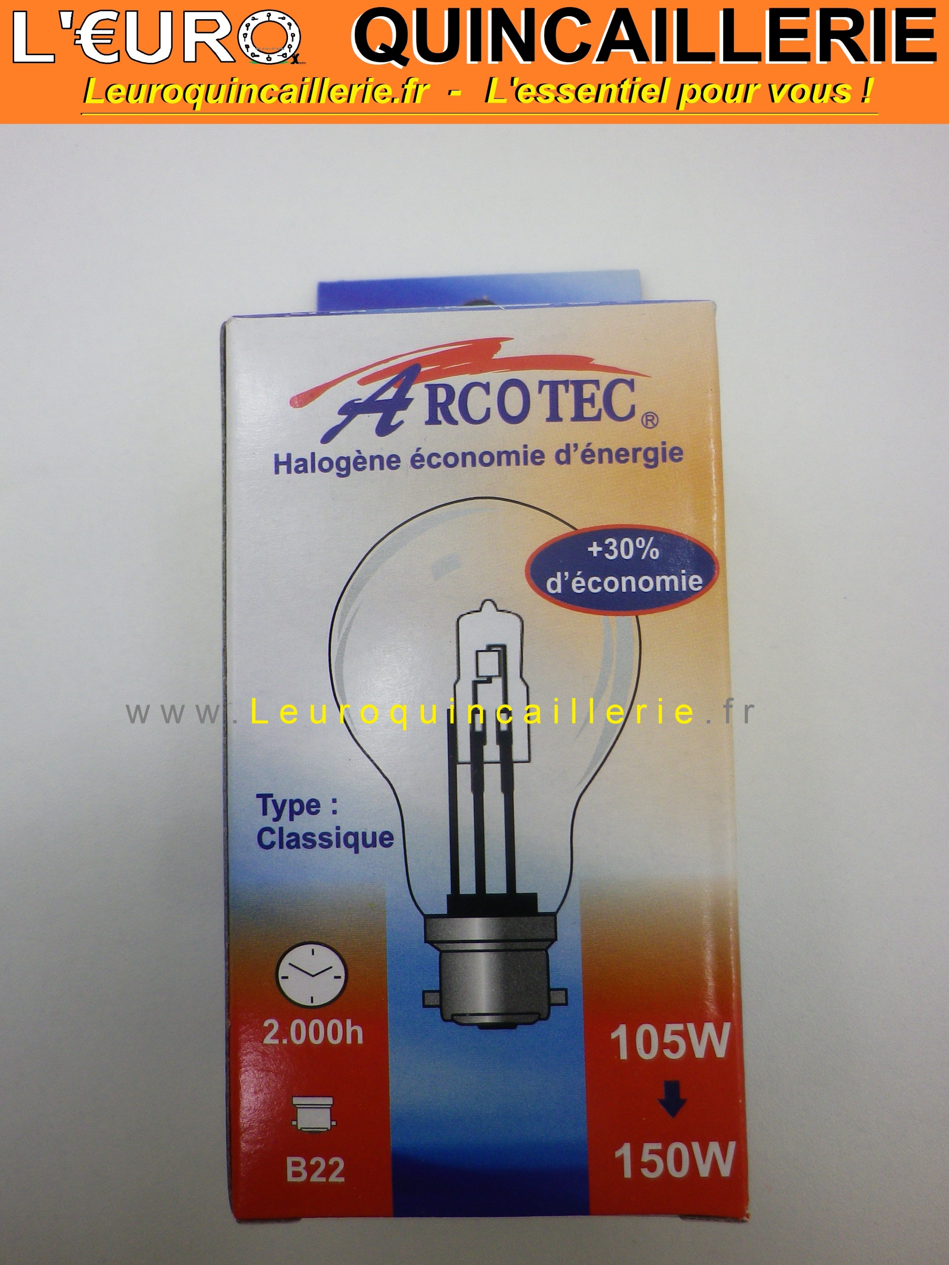 Ampoule classique halogène B22 105w=150w