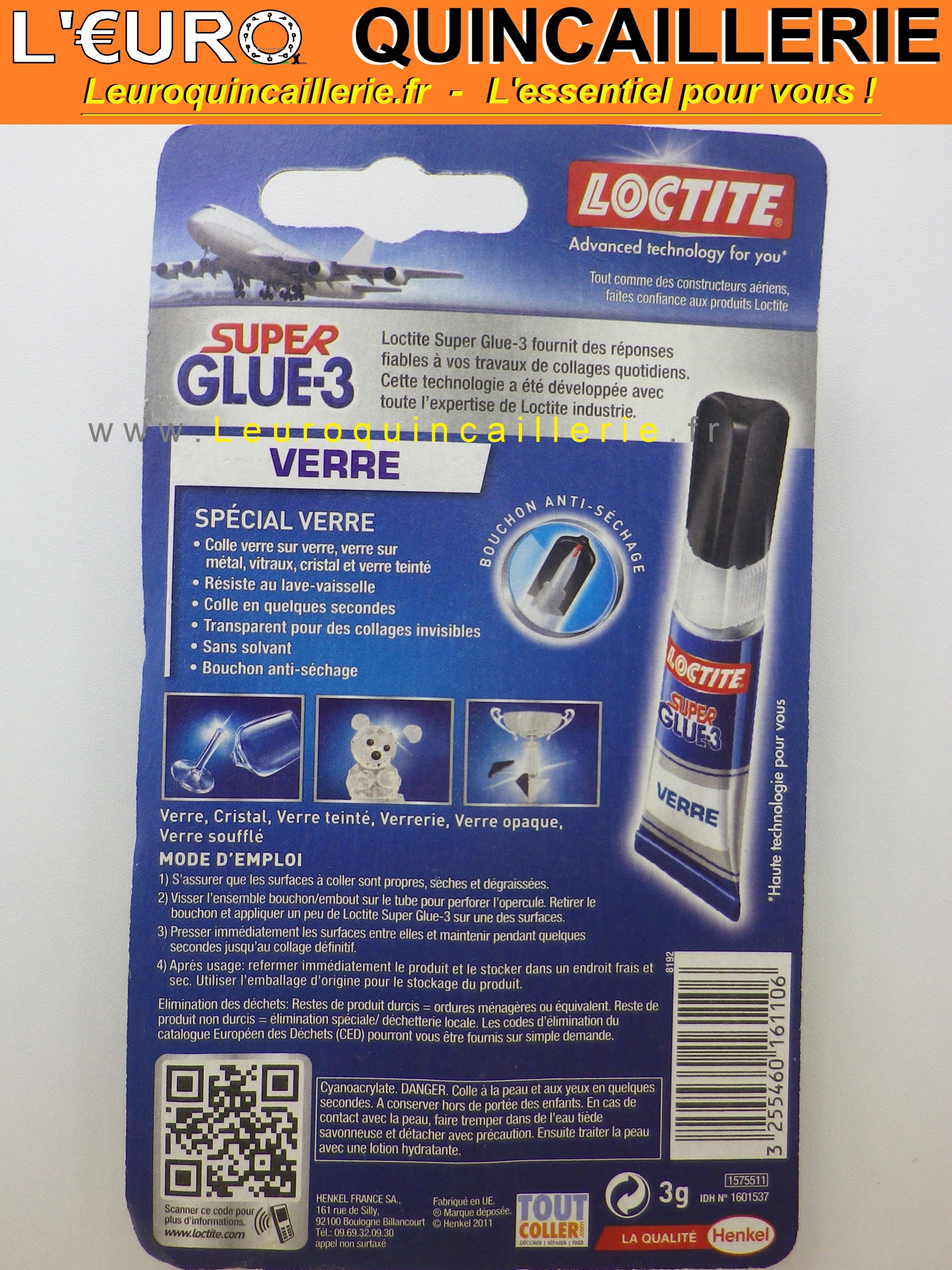 Super glue 3 Loctite 3g Spécial Verre mode demploi