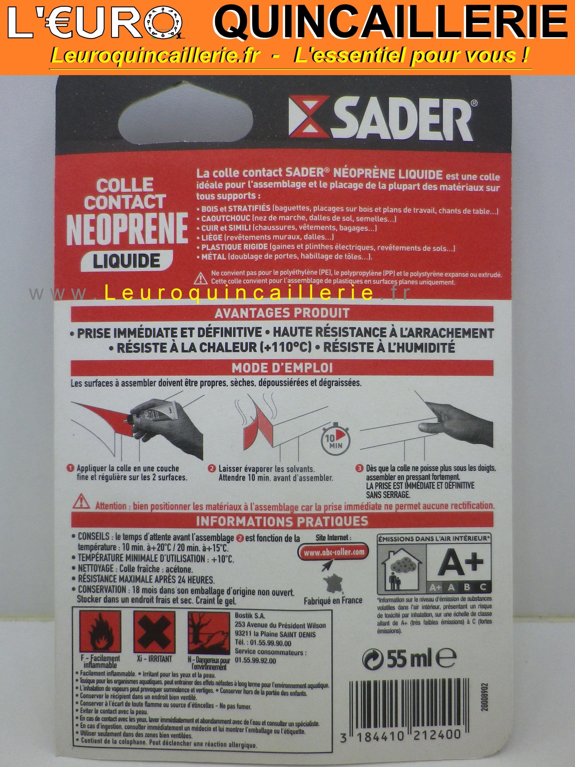 Colle Contact Néoprene Liquide Sader tube 55ml