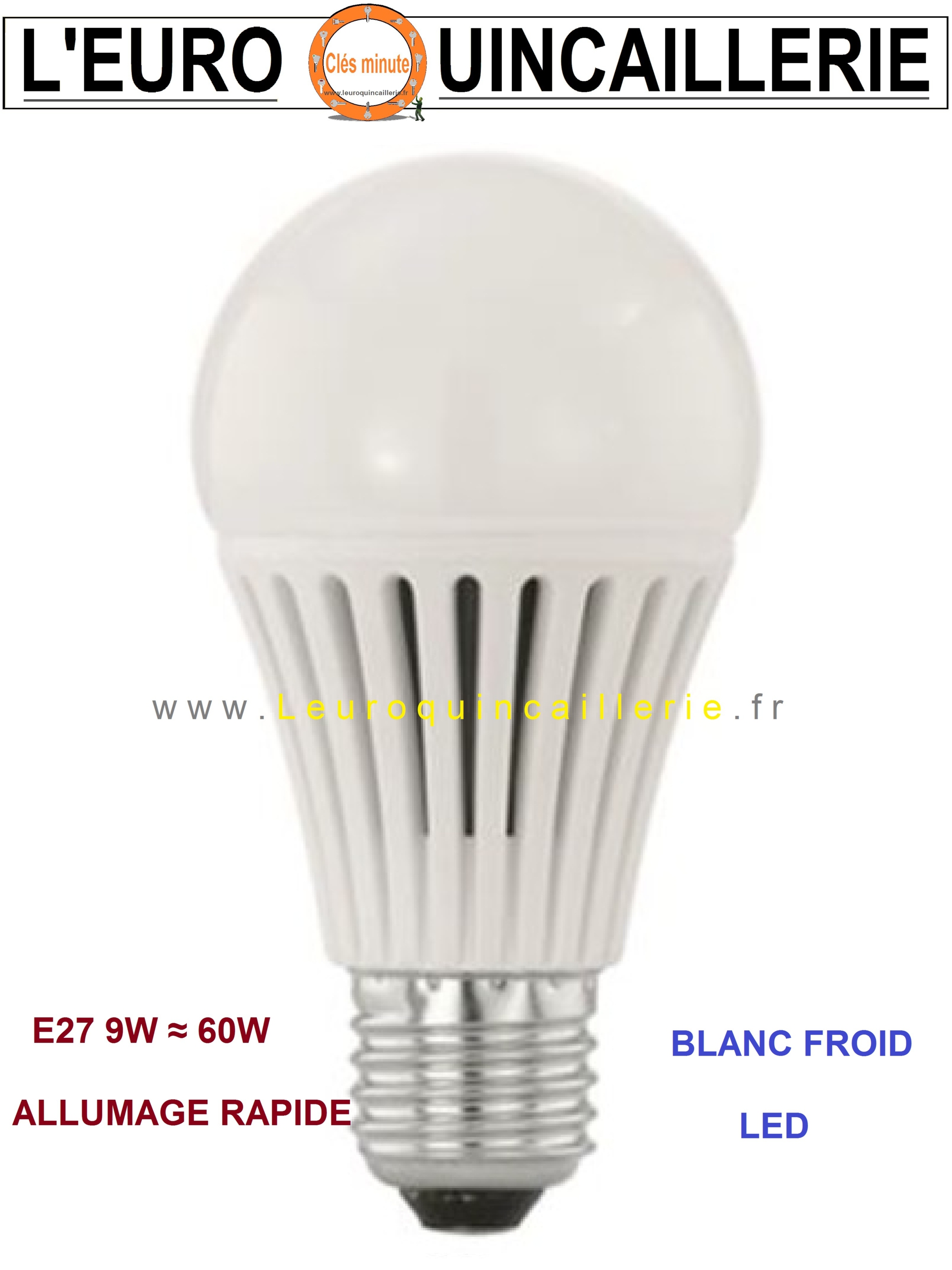 Ampoule à LED E27 9w ≈ 60w standard lumière blanc froid