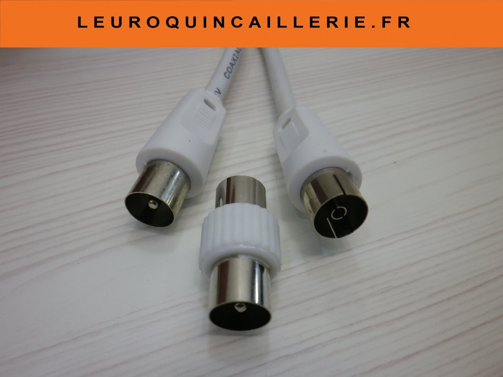 Câble coax coaxial d'antenne TV 2m Male Femelle + Adaptateur Male Male