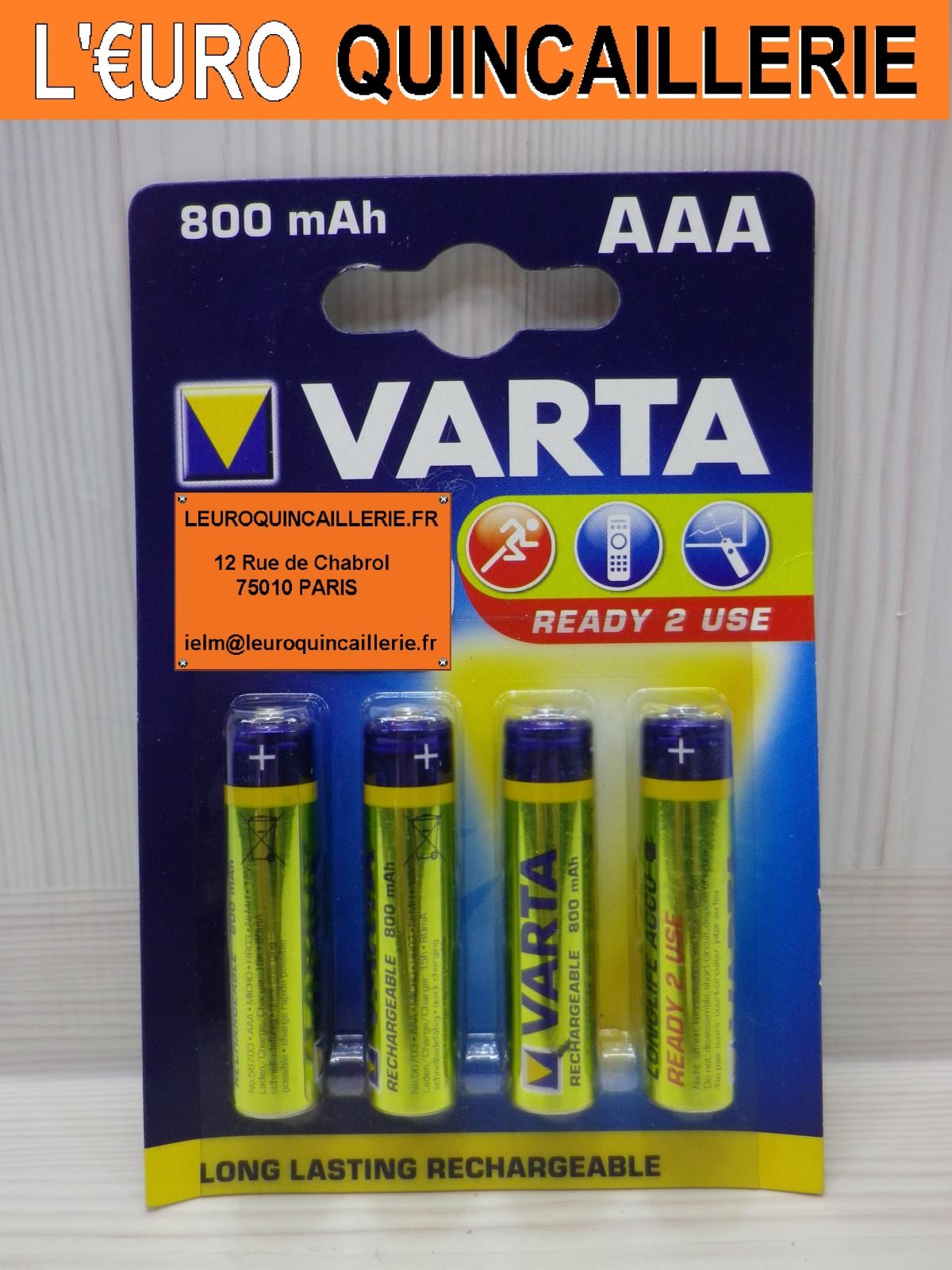 4 PILES RECHARGEABLE AAA VARTA PRET A L'EMPLOI