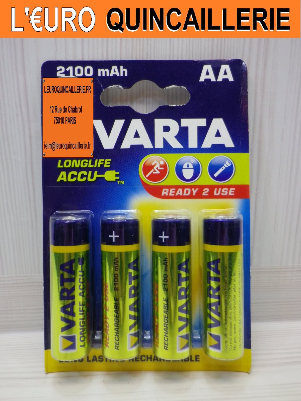 4 PILES RECHARGEABLE AA VARTA PRET A L'EMPLOI