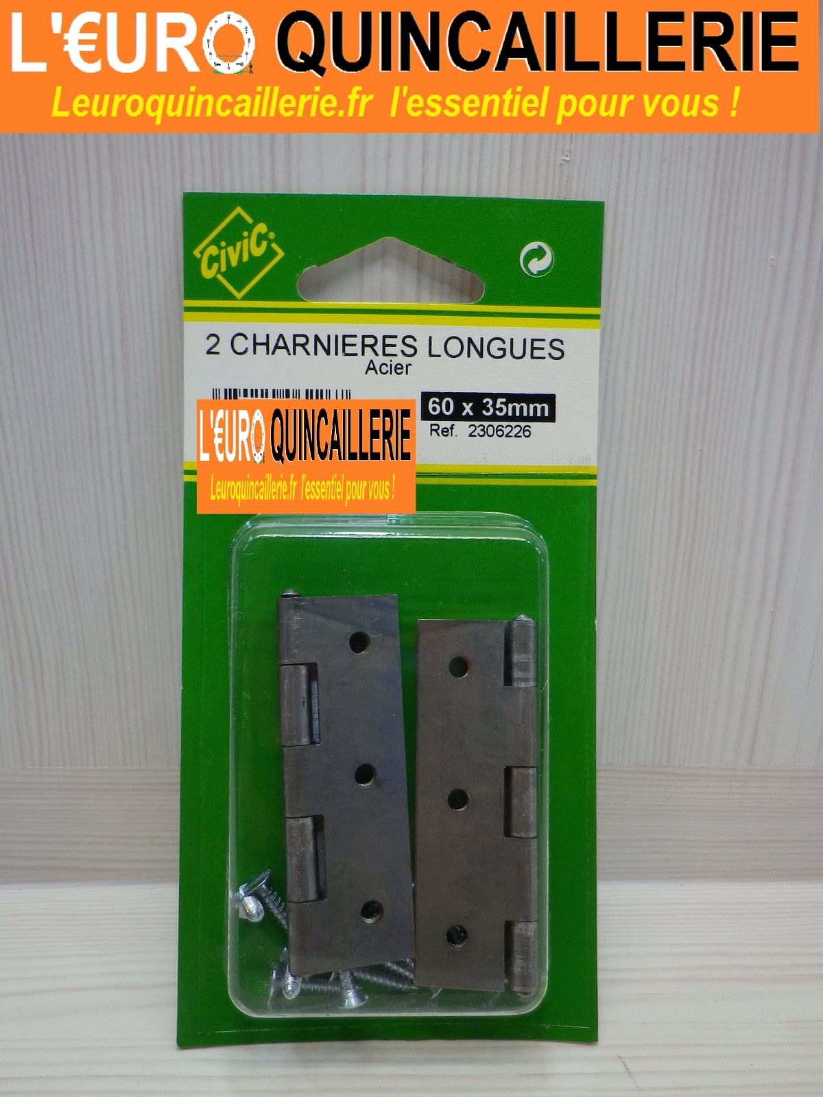 2 charnières longues acier 60x35