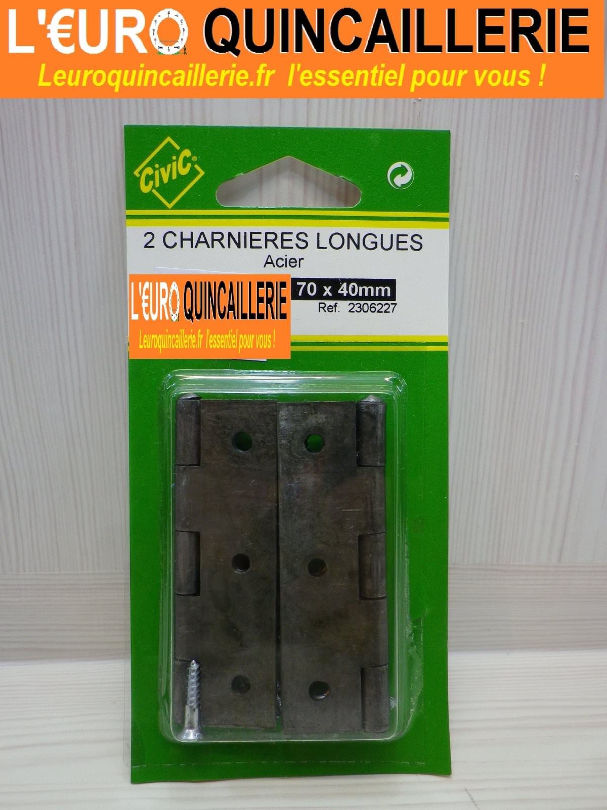 2 charnières longues acier 70x40