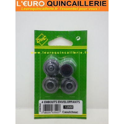 EMBOUTS ENVELOPPANTS CAOUTCHOUC 12MM.