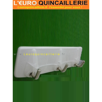 CROCHET A 3 GONDS ADHESIF BLANC
