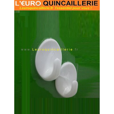 2 CROCHETS ADHESIFS BLANC OVAL