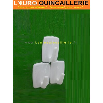 3 CROCHETS MINI ADHESIFS BLANC