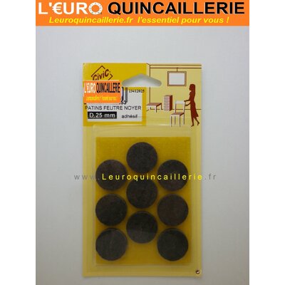 9 PATINS ADHESIF ROND MARRON D.25MM